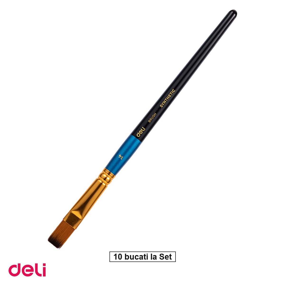Pensule - Set 10 pensule Deli, cu varf tesit, no 14
