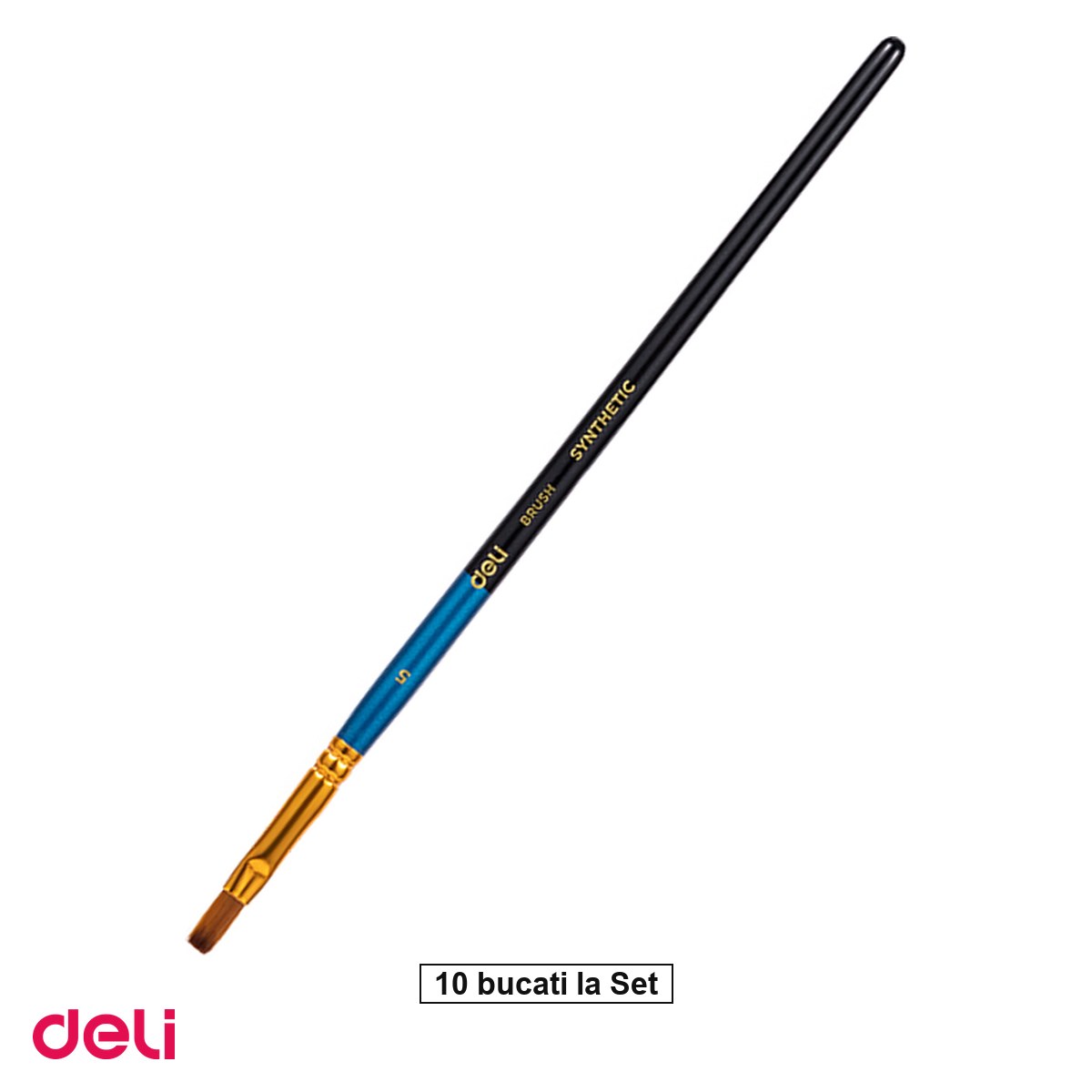 Pensule - Set 10 pensule Deli, cu varf tesit, no 5