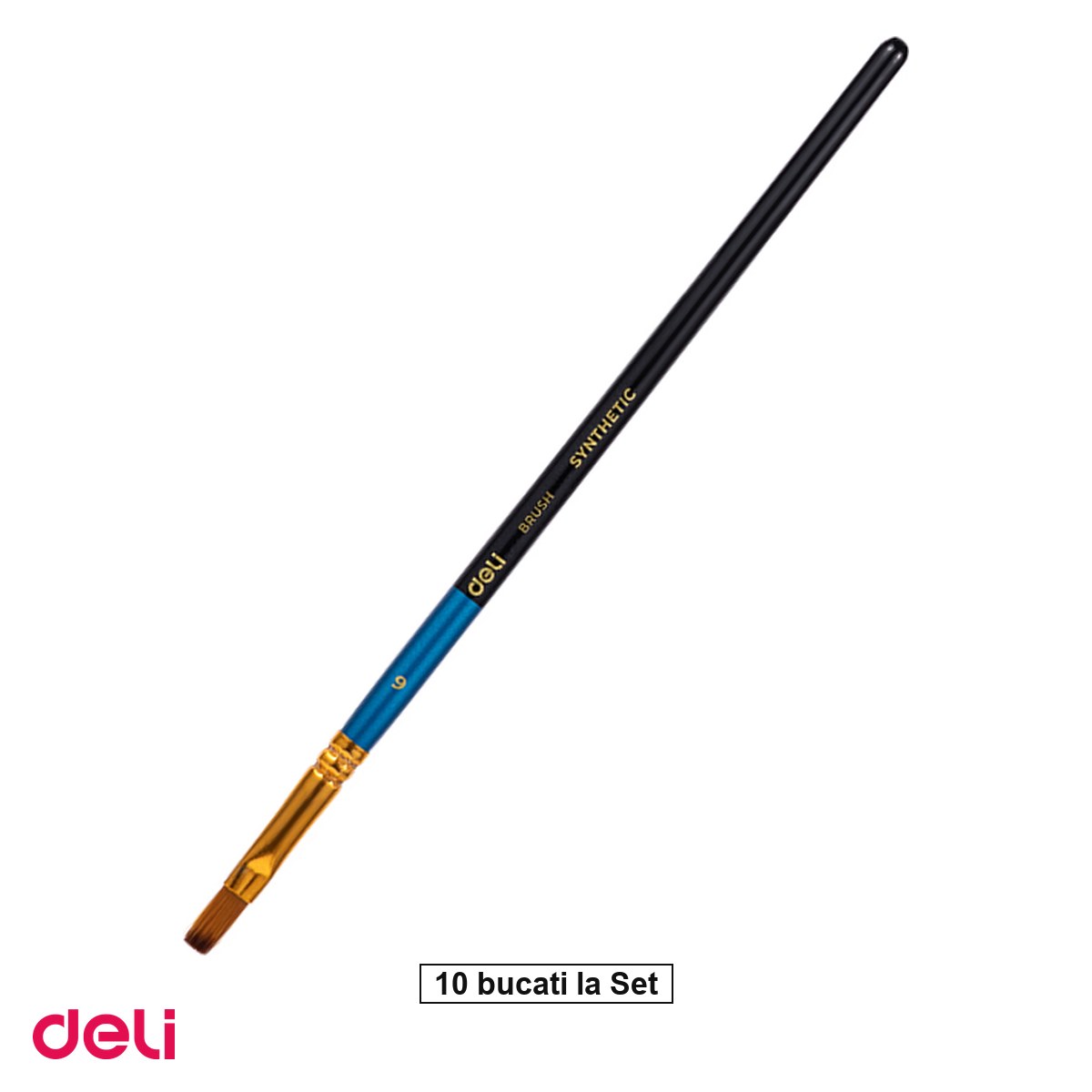 Pensule - Set 10 pensule Deli, cu varf tesit, no 6