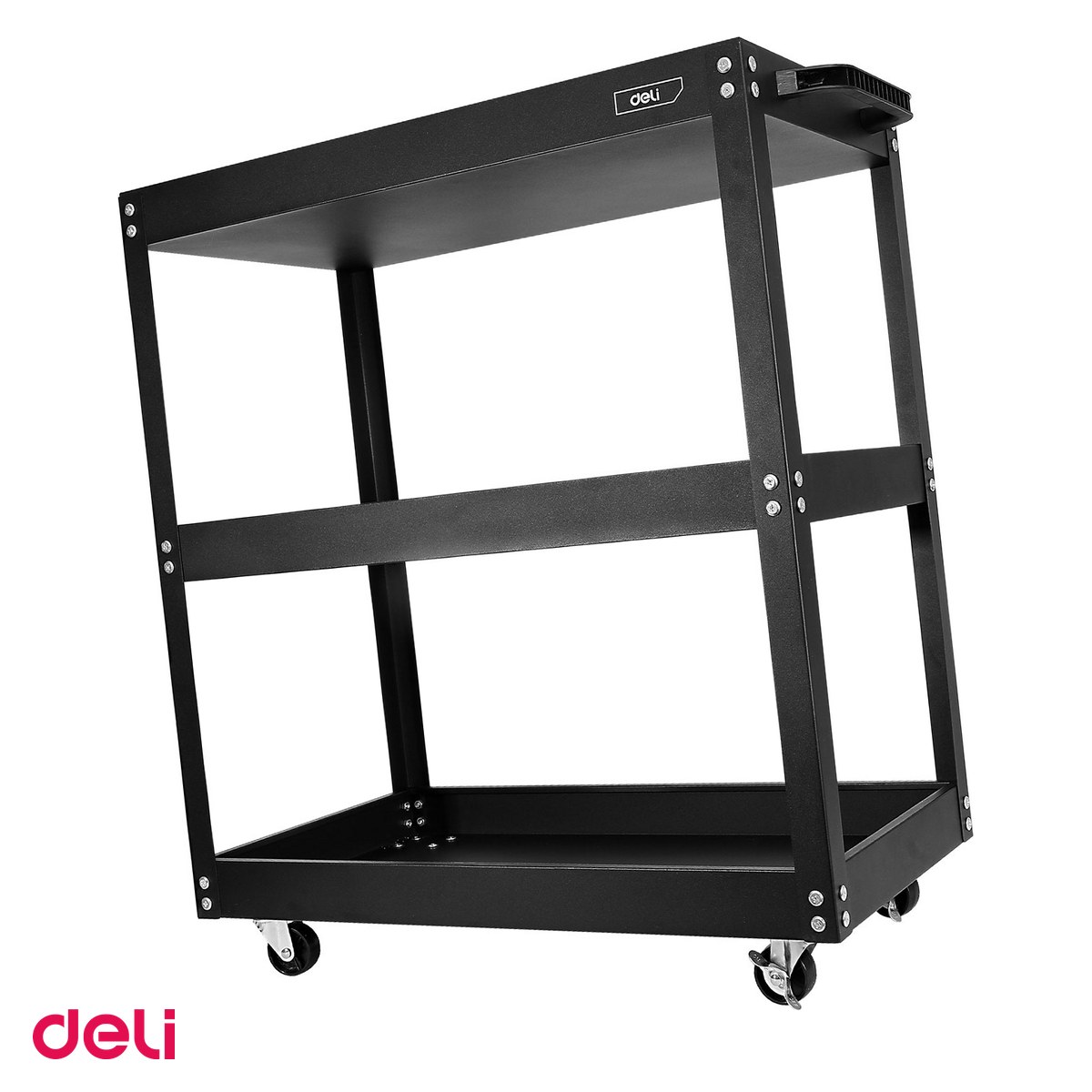 Carucioare de marfa si scule - Carucior transport Deli Rotile Scule, din metal, metalic, negru, 700x350x760 mm