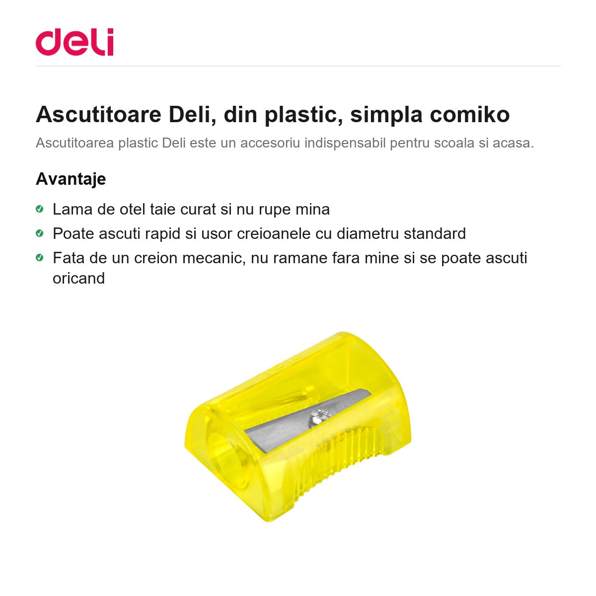 Ascutitoare Deli, din plastic, simpla comiko [1]