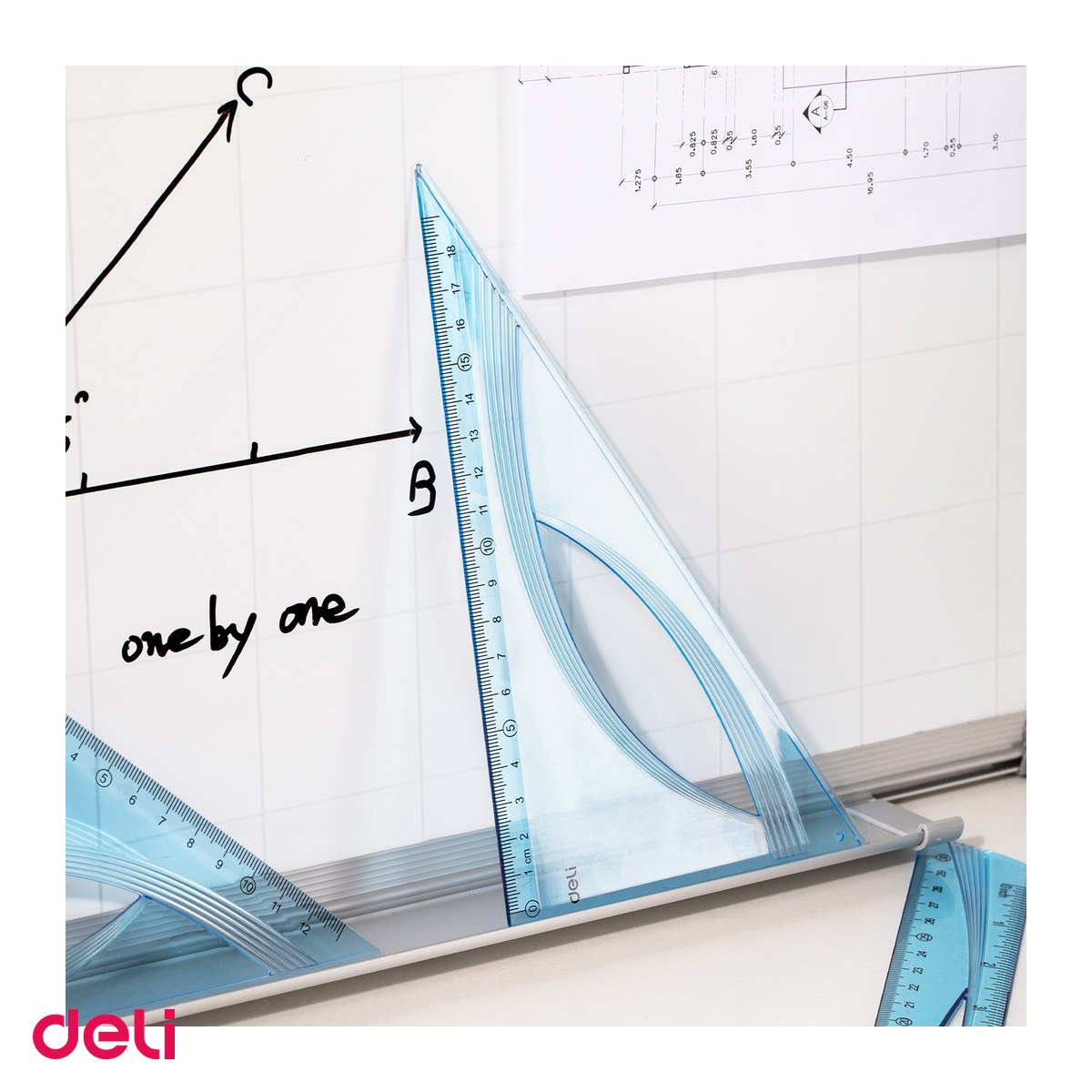 Set 10 echere Deli, din plastic, 18 cm, 60 grade albastru, transparent [4]
