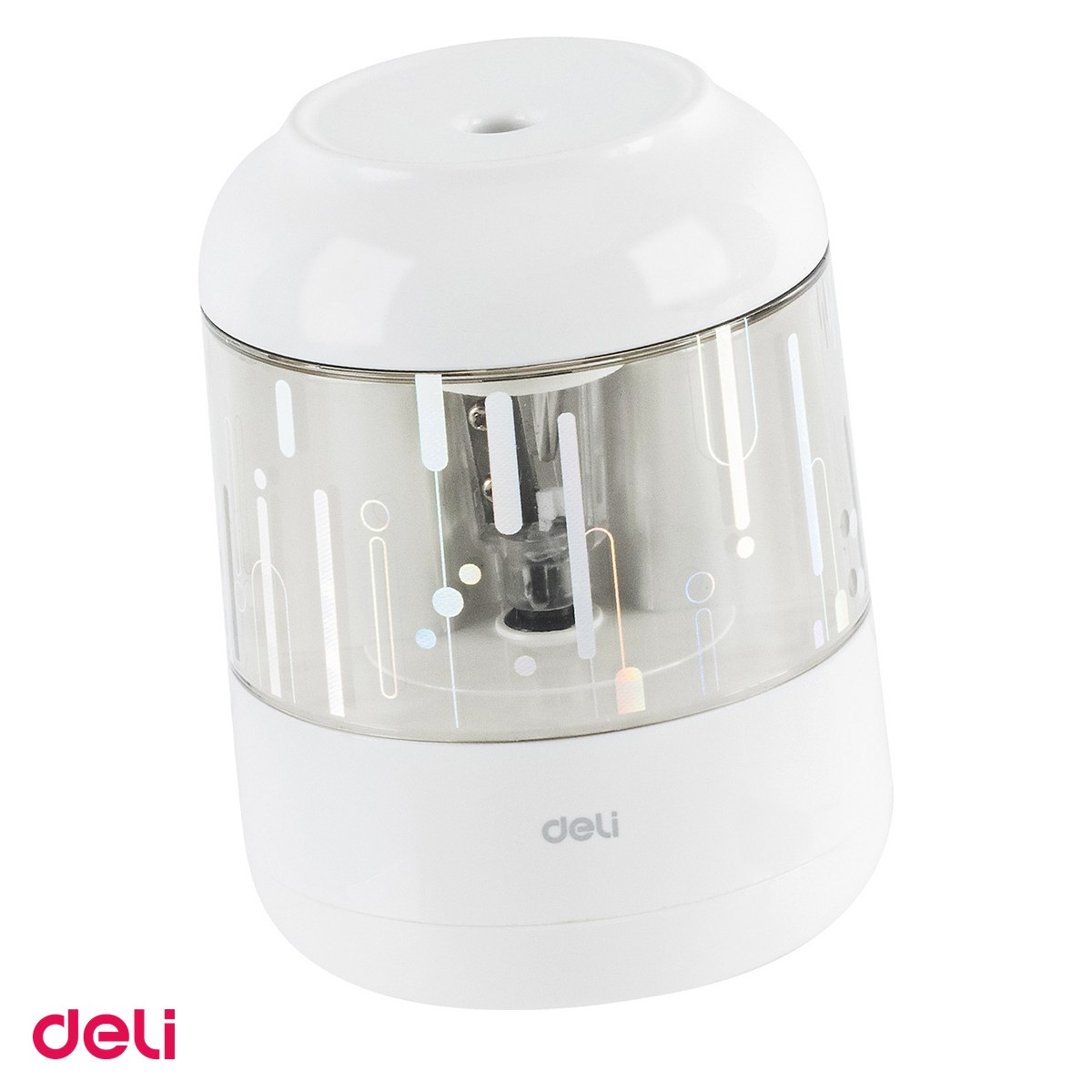 Ascutitori pentru creioane - Ascutitoare Deli, din plastic, electrica 6.9-8 alba, 95x75x75 mm