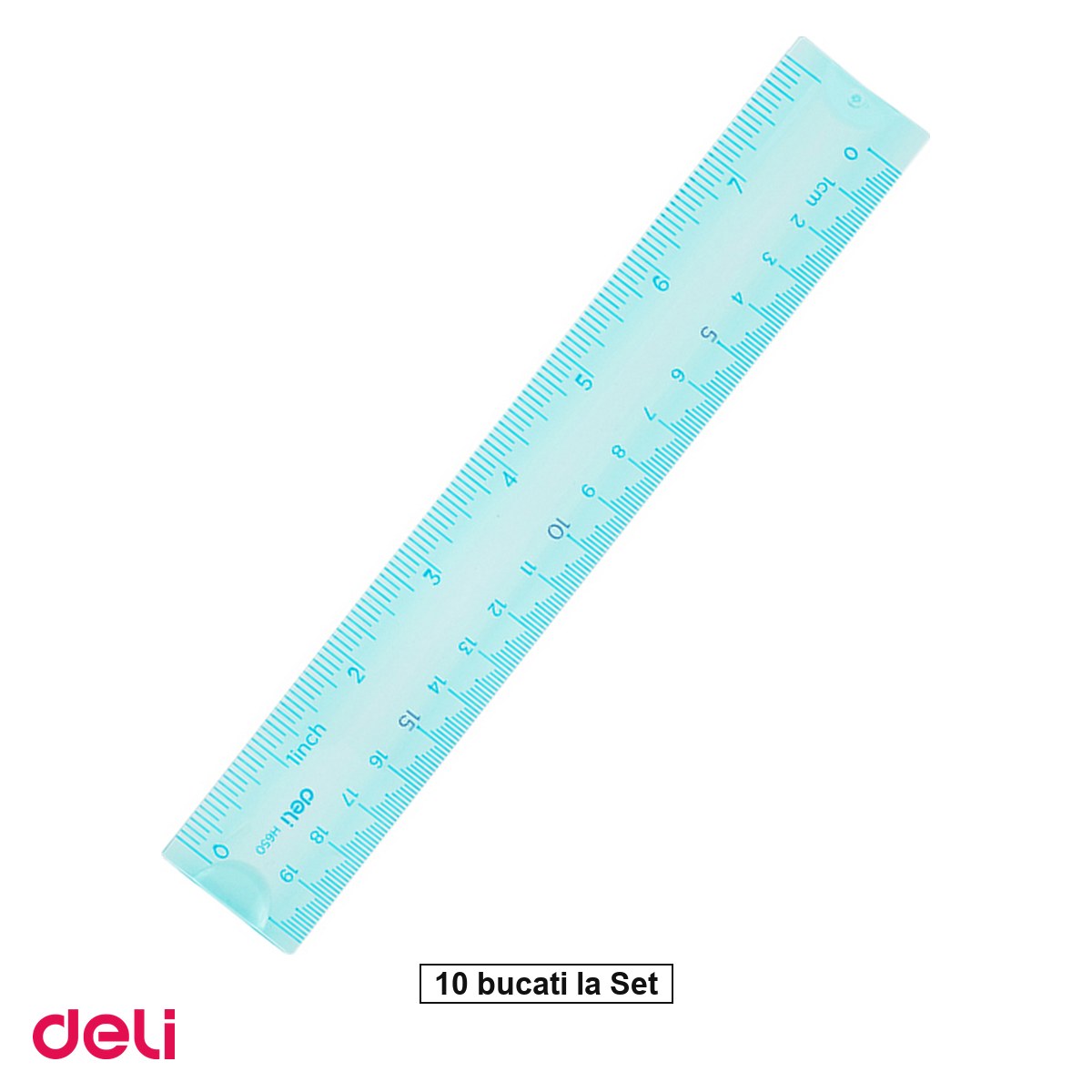 Instrumente de geometrie - Set 10 rigle Deli Multicolora Flexibila, din plastic, 20 cm