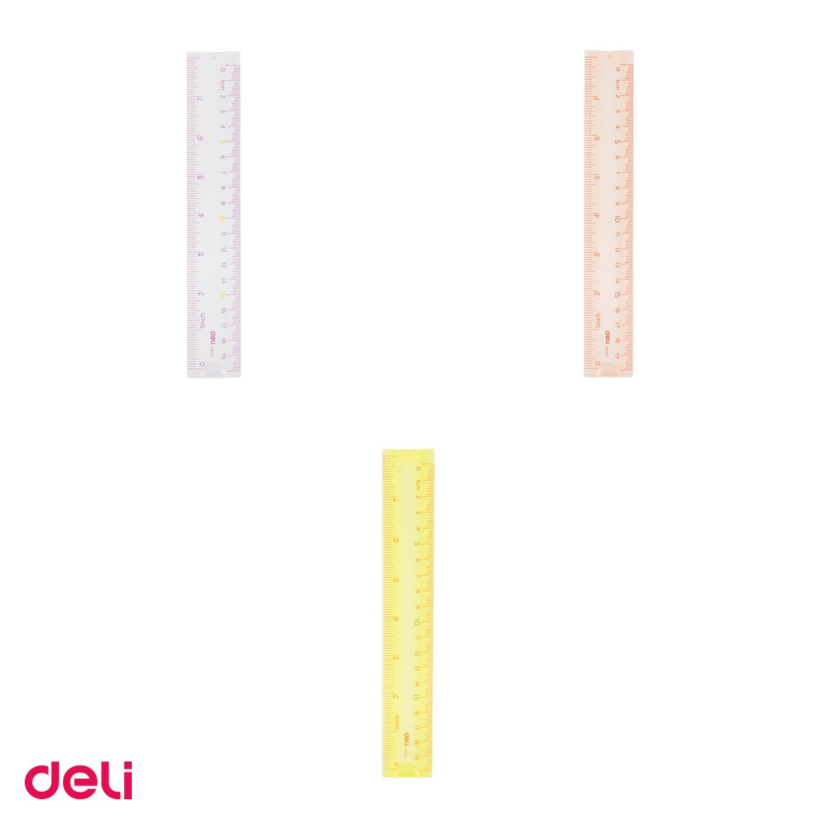 Set 10 rigle Deli Multicolora Flexibila, din plastic, 20 cm [3]