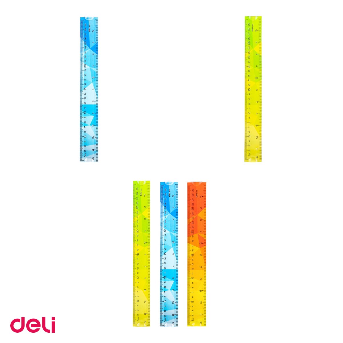 Set 10 rigle Deli Multicolora Flexibila, din plastic, 30 cm [3]