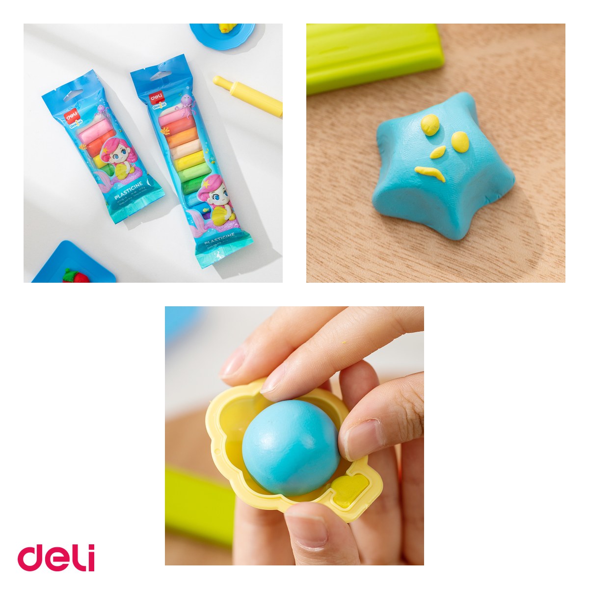 Set 10 pachete x 6 plastiline Deli, 6 culori, polybag, 1080 g [3]