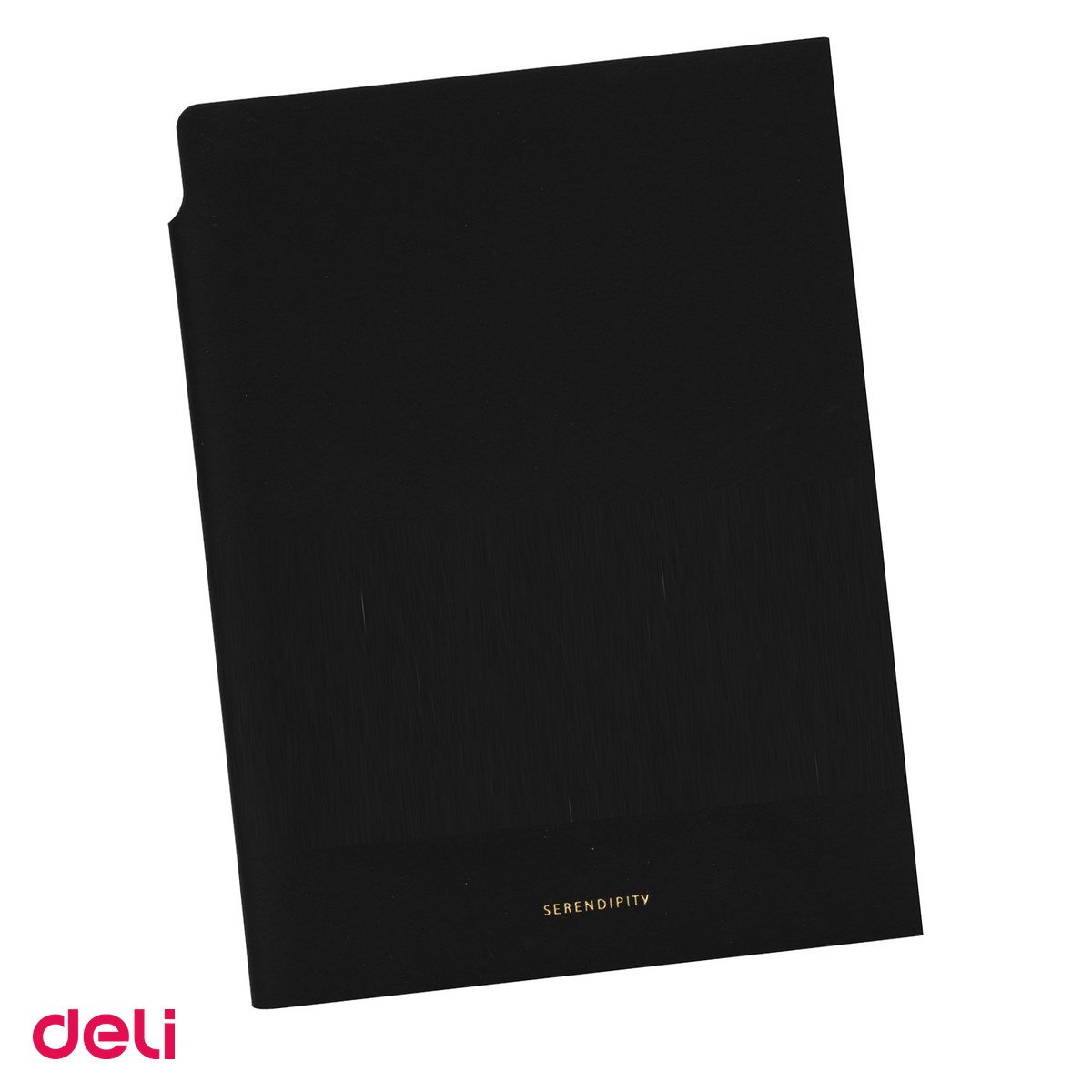 Liniatura Dictando (Linii) A5 - Caiet Deli N141L A5, 112 file, dictando, birou 80 g, coperta imitatie de piele, negru