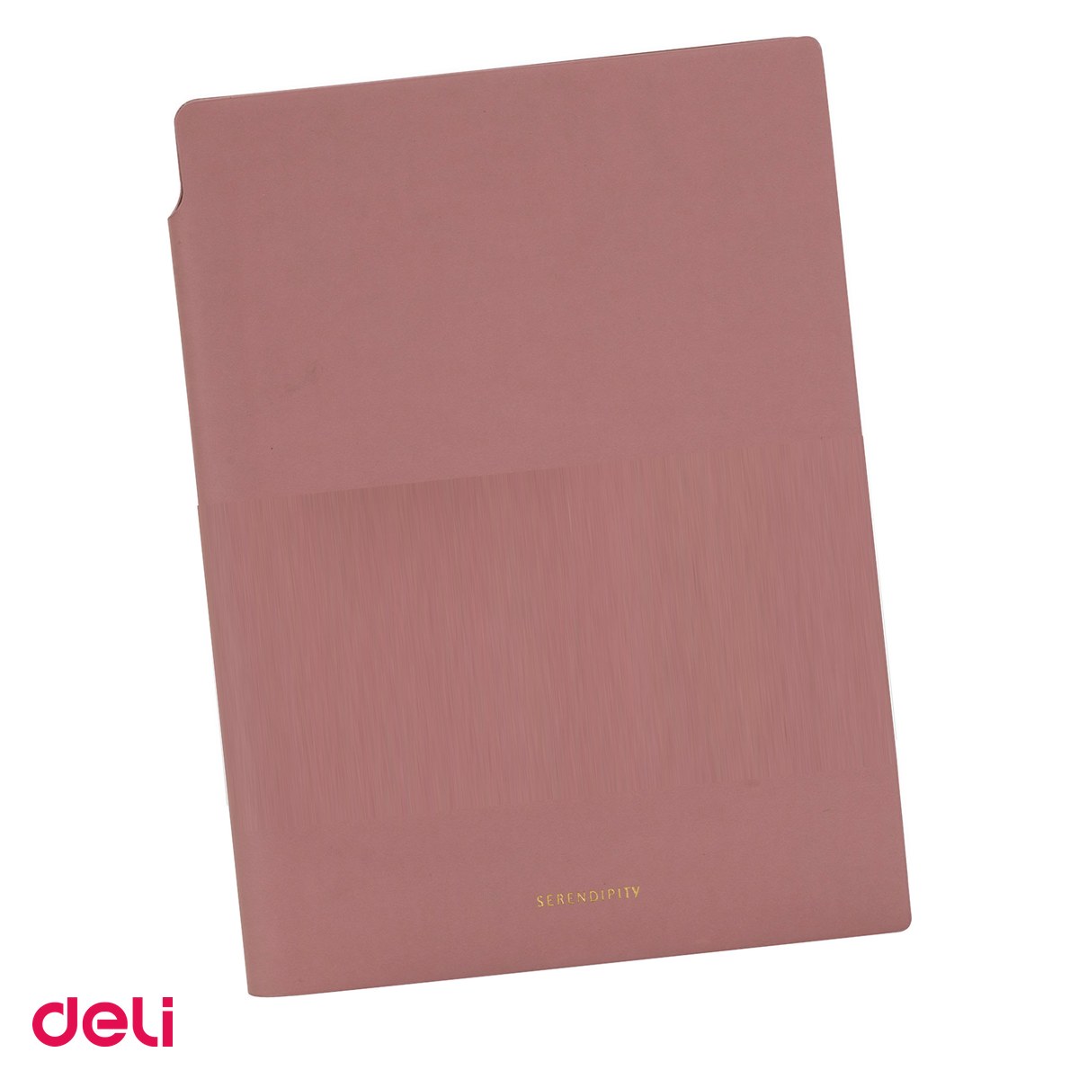 Liniatura Dictando (Linii) A5 - Caiet Deli N141L A5, 112 file, dictando, birou 80 g, coperta imitatie de piele, roz