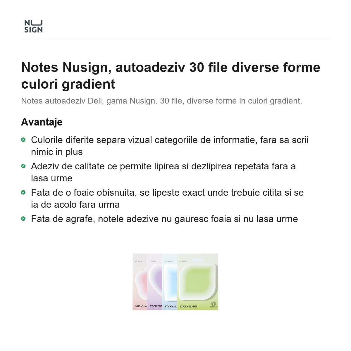 Notes Nusign, autoadeziv 30 file diverse forme culori gradient [1]