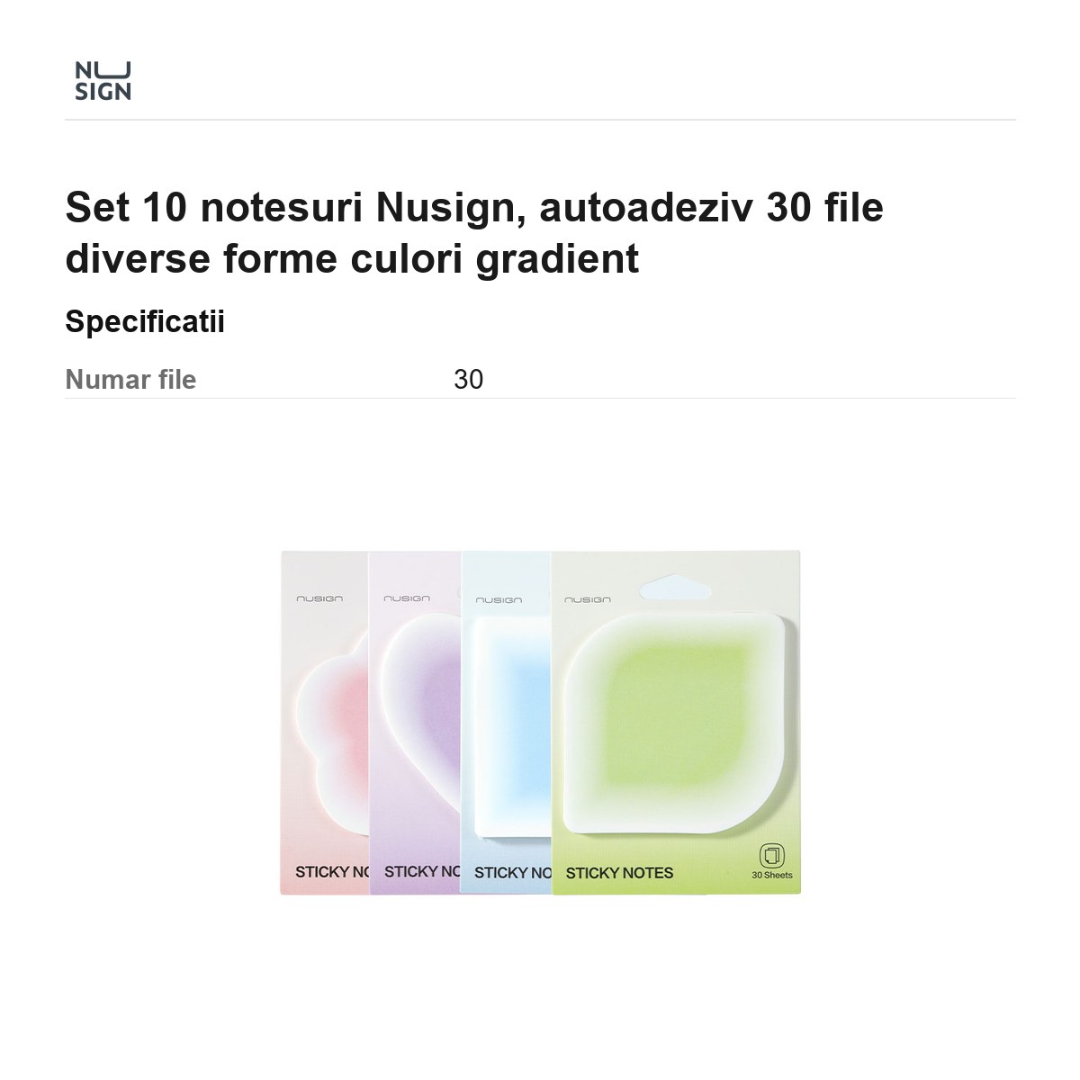 Set 10 notesuri Nusign, autoadeziv 30 file diverse forme culori gradient [2]