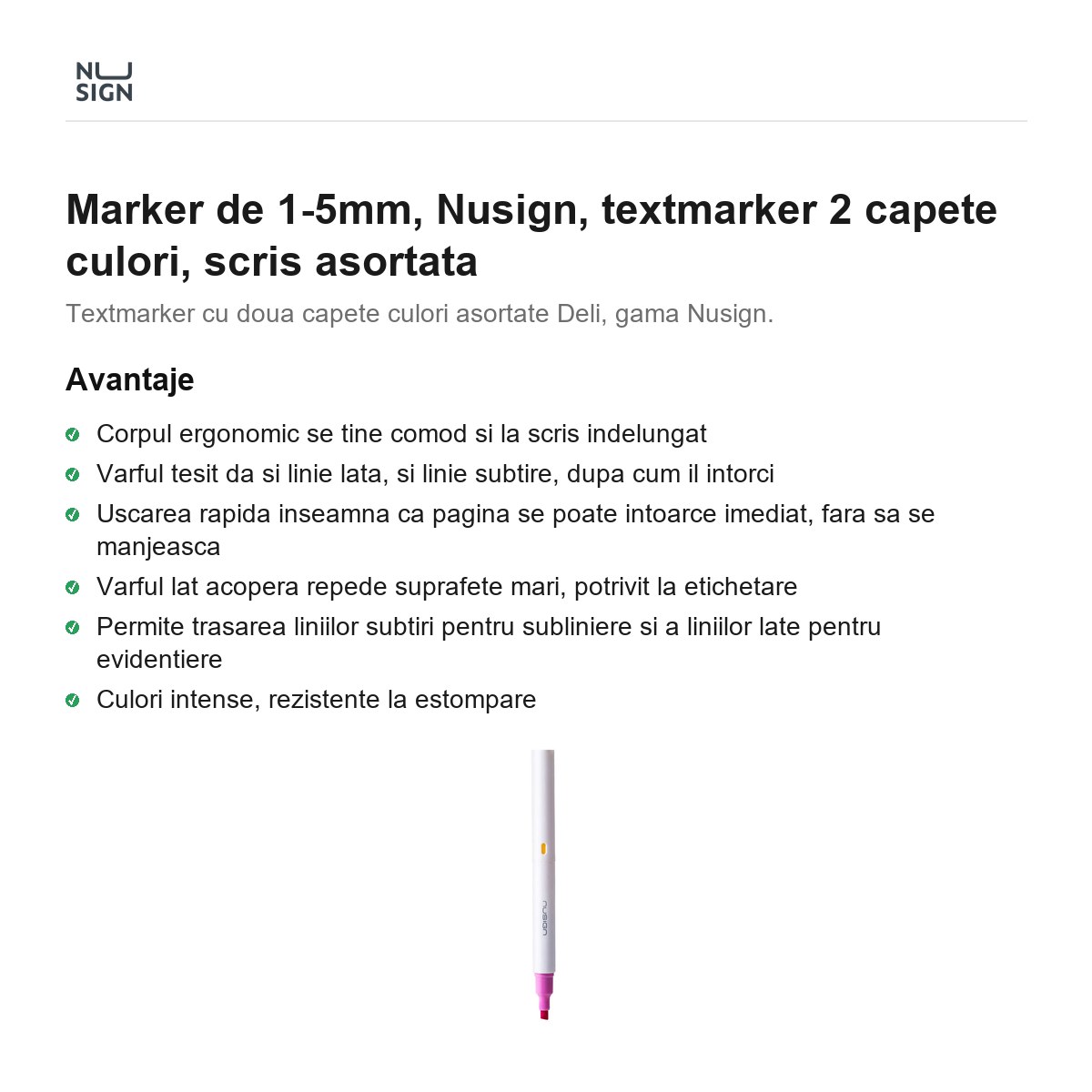 Marker de 1-5mm, Nusign, textmarker 2 capete culori, scris asortata [1]