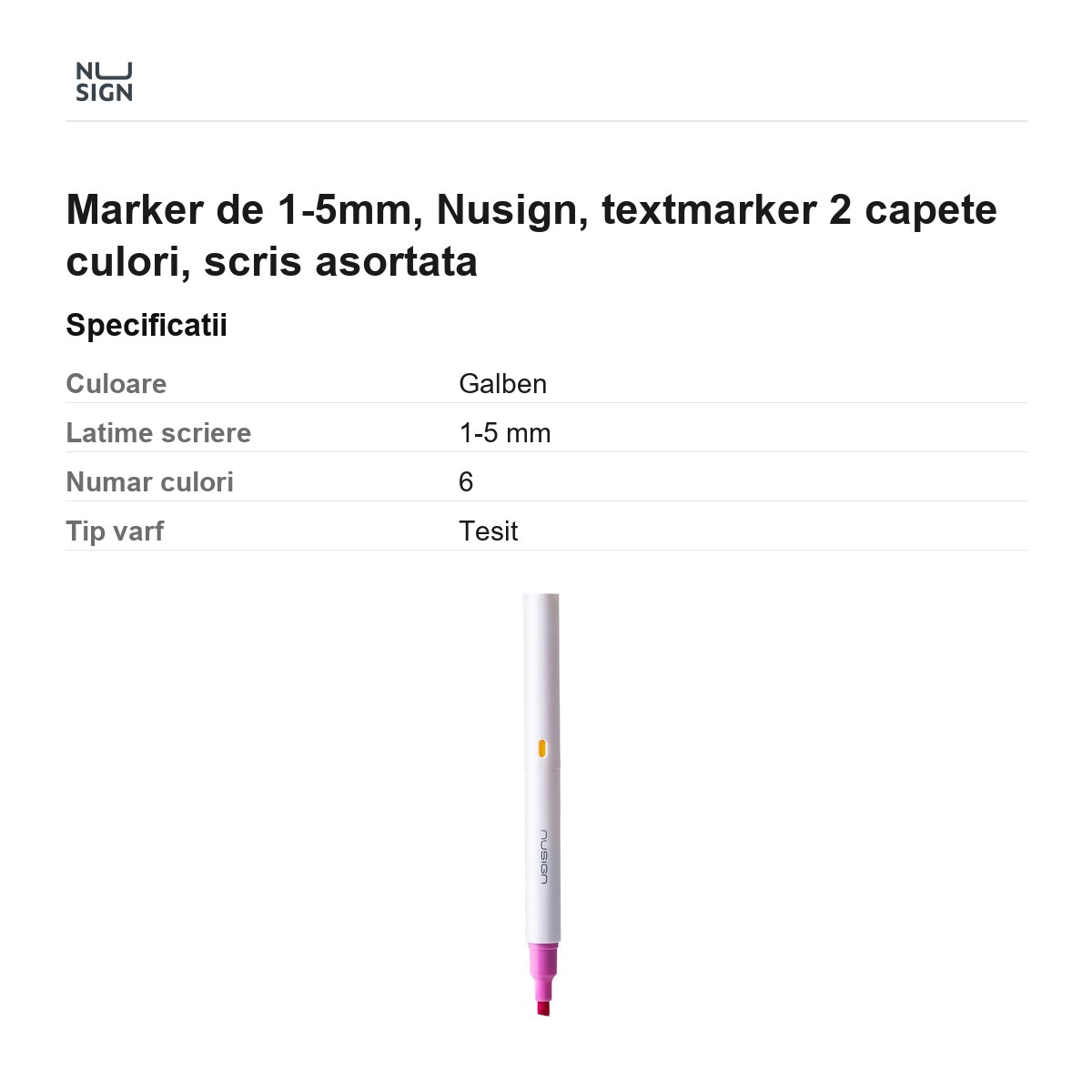Marker de 1-5mm, Nusign, textmarker 2 capete culori, scris asortata [2]