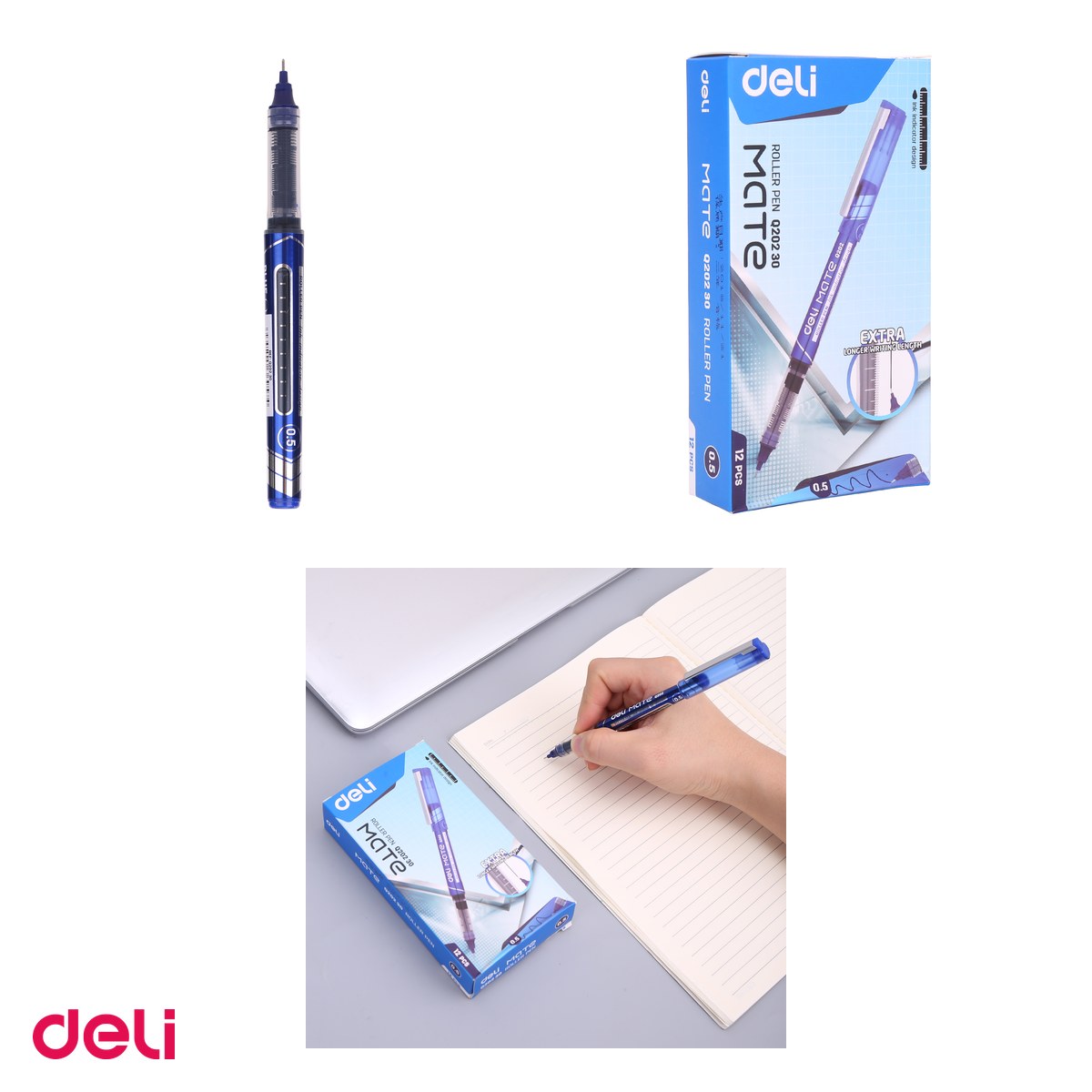 Roller Deli Free Ink, 0.5 mm albastru [3]