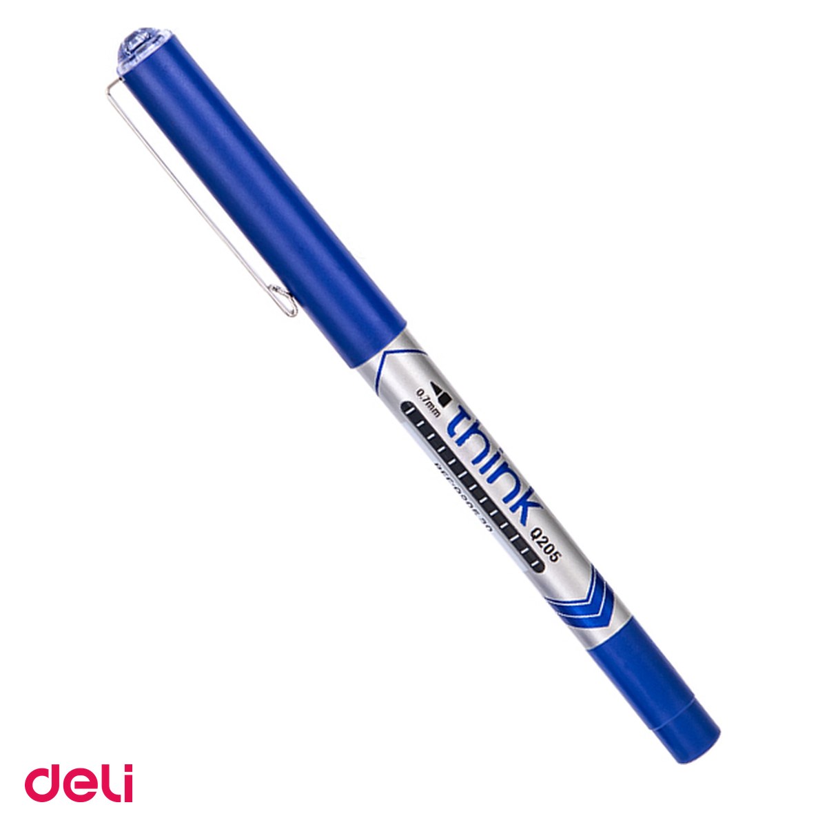 Instrumente de scris - Roller Deli Free Ink, 0.7 mm albastru think