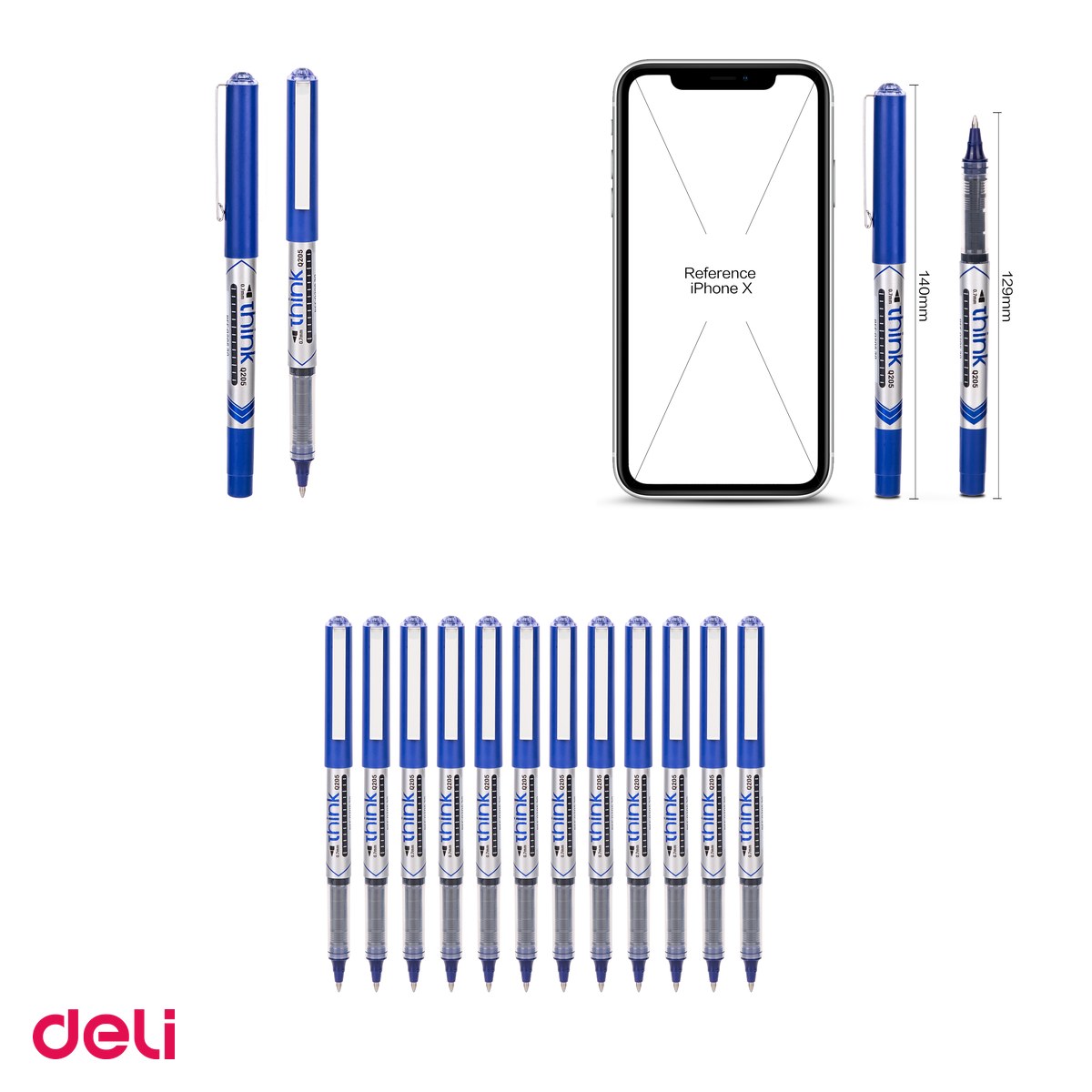 Roller Deli Free Ink, 0.7 mm albastru think [3]