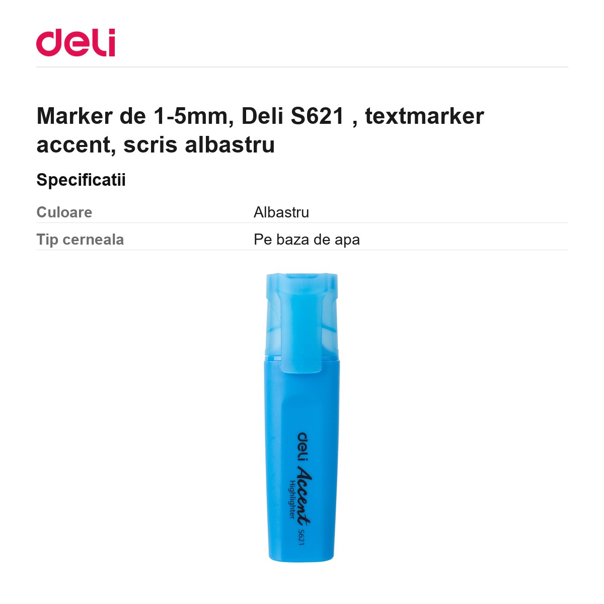 Marker de 1-5mm, Deli S621 , textmarker accent, scris albastru [2]