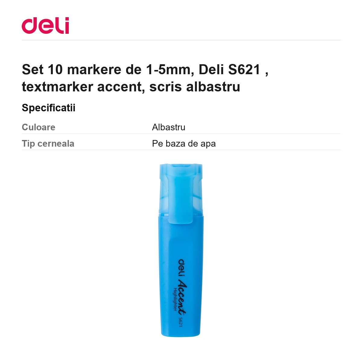 Set 10 markere de 1-5mm, Deli S621 , textmarker accent, scris albastru [2]