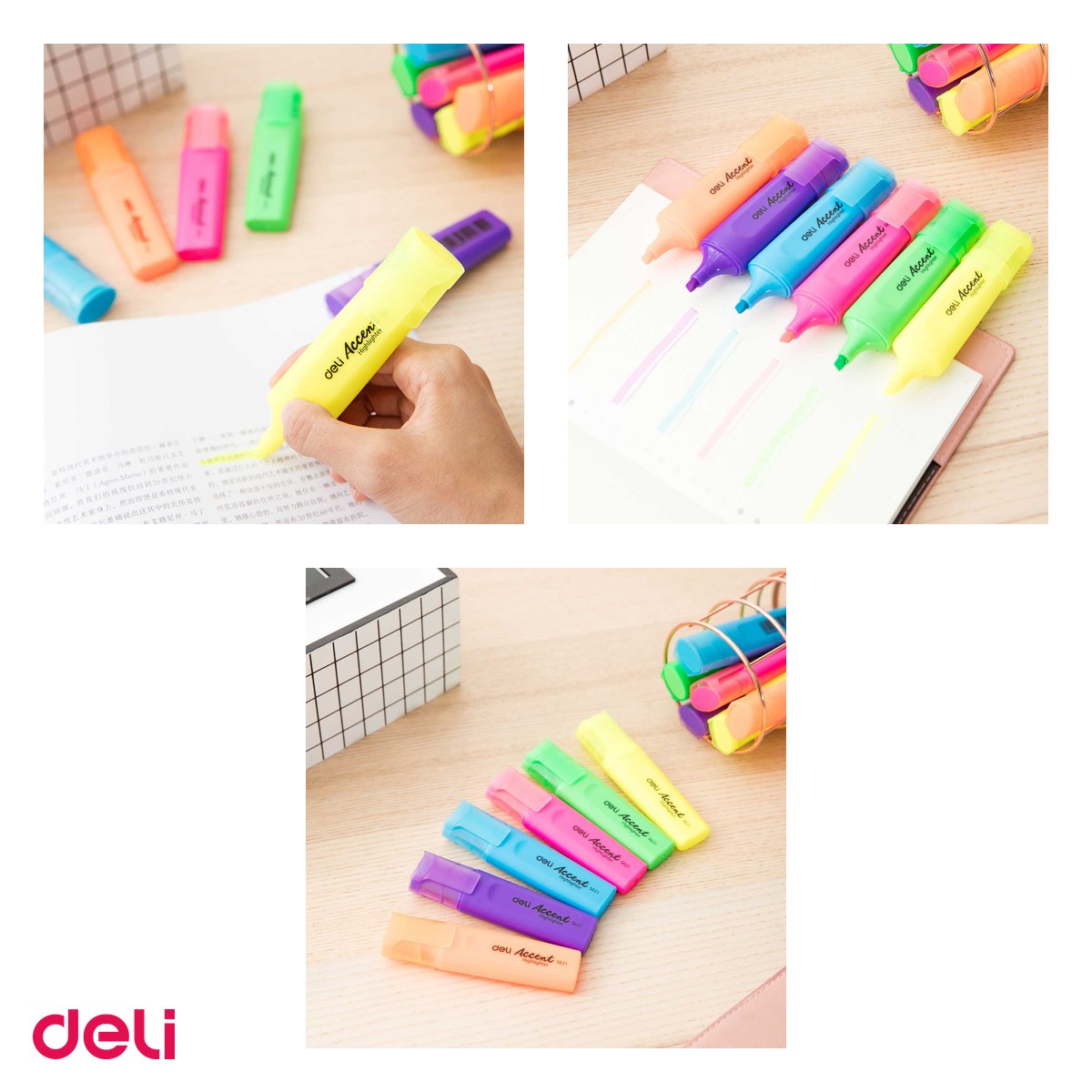 Set 10 markere de 1-5mm, Deli S621 , textmarker accent, scris albastru [3]