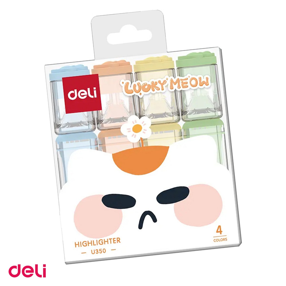 Instrumente de scris - Set 4 markere de 1-5mm, Deli, textmarker forma, patrata cats, scris asortate