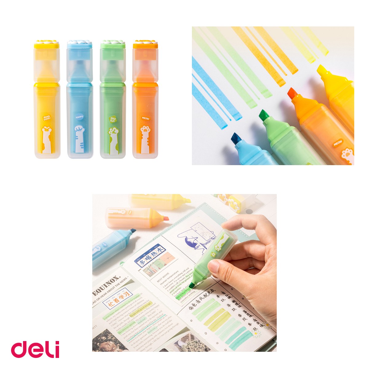 Set 4 markere de 1-5mm, Deli, textmarker forma, patrata cats, scris asortate [3]