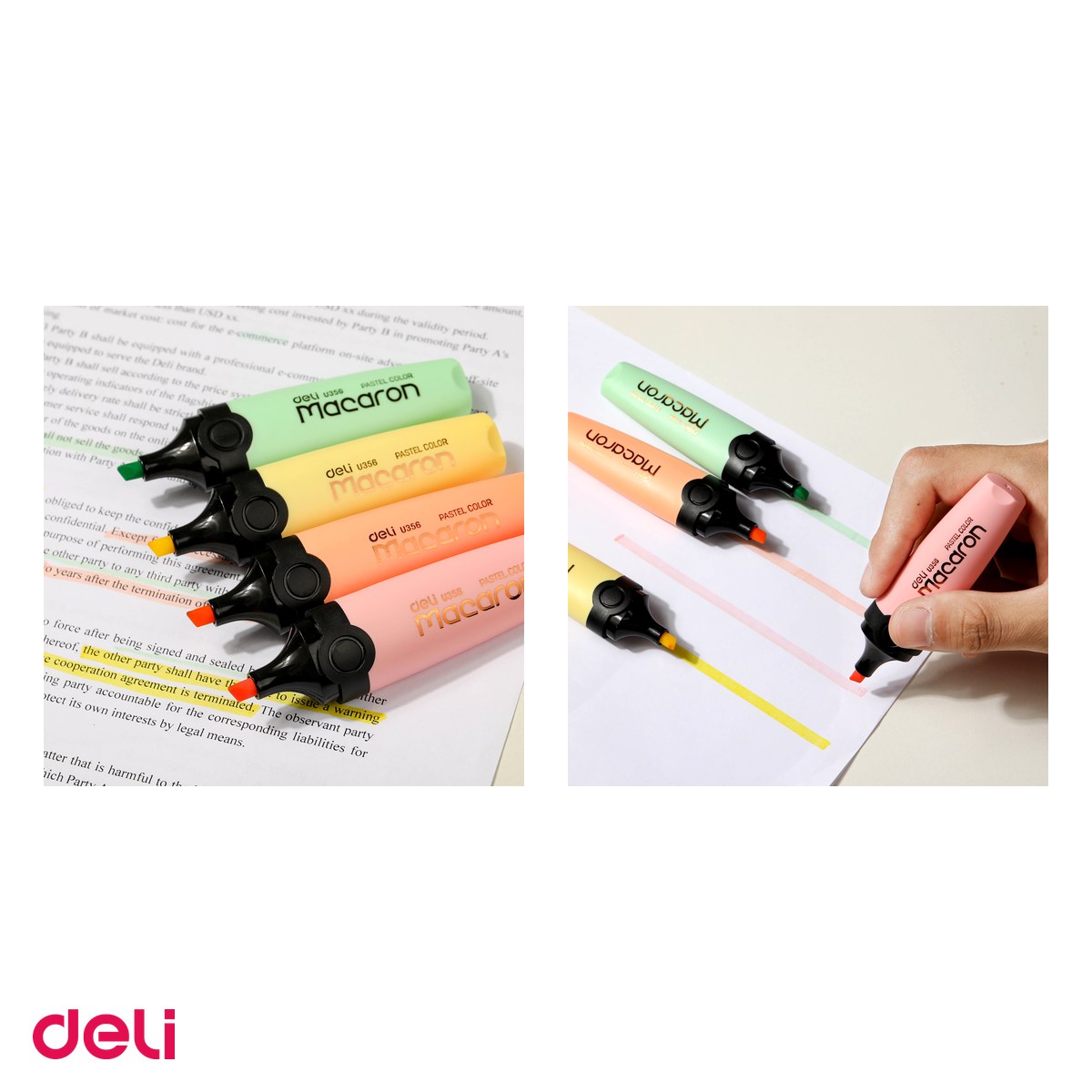 Set 4 markere de 1-5mm, Deli, textmarker macarons, scris asortat [3]