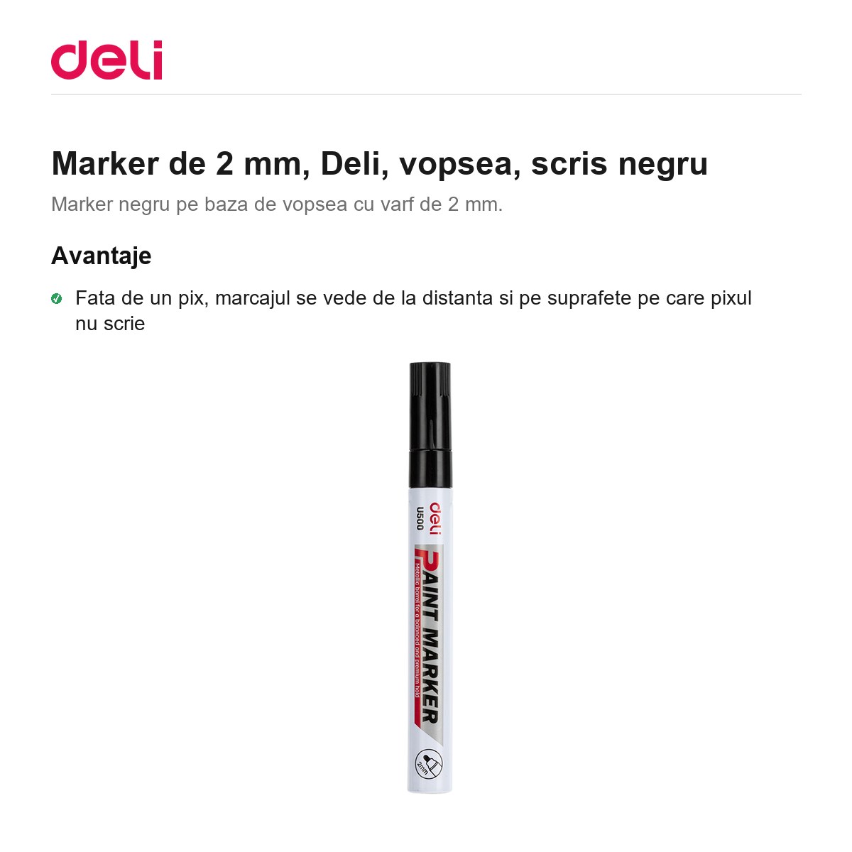 Marker de 2 mm, Deli, vopsea, scris negru [1]