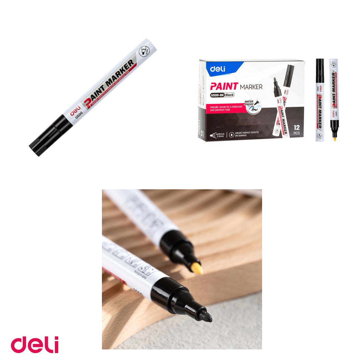 Marker de 2 mm, Deli, vopsea, scris negru [3]