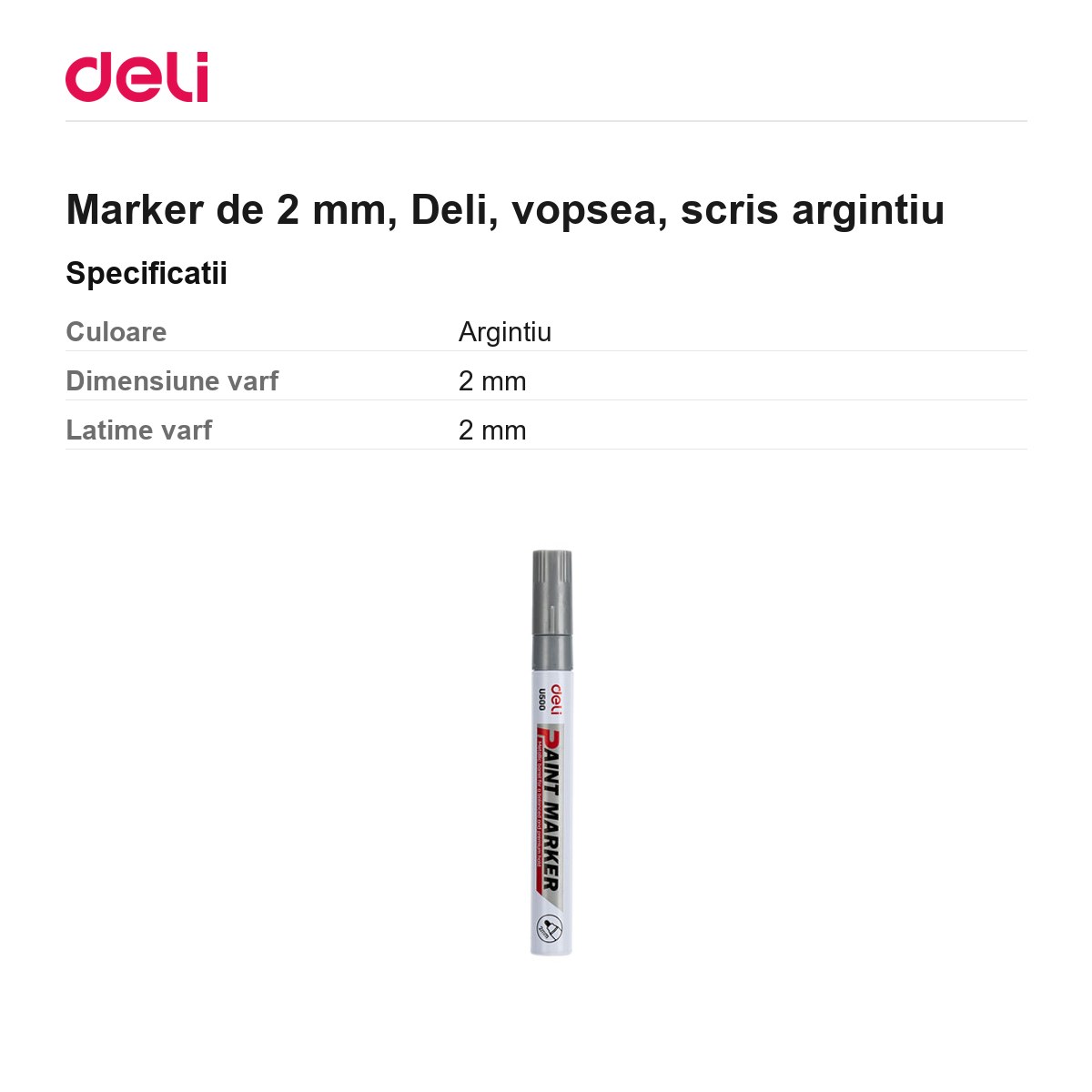 Marker de 2 mm, Deli, vopsea, scris argintiu [2]
