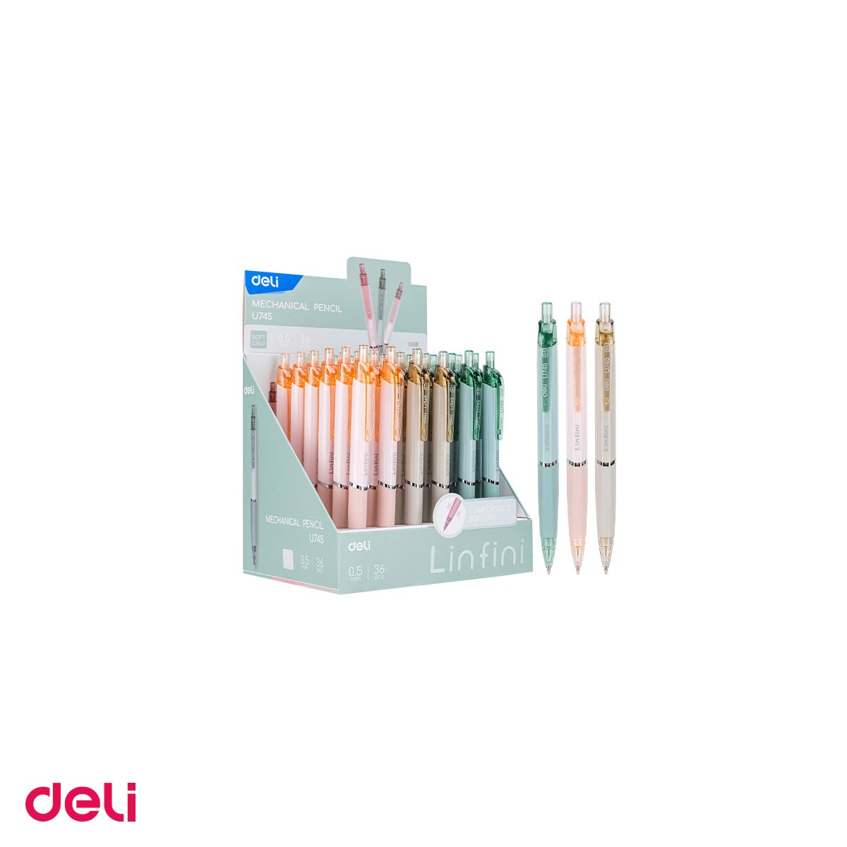 Set 10 creioane Deli, de 0.5 mm, mecanic linfini culori macarons [4]