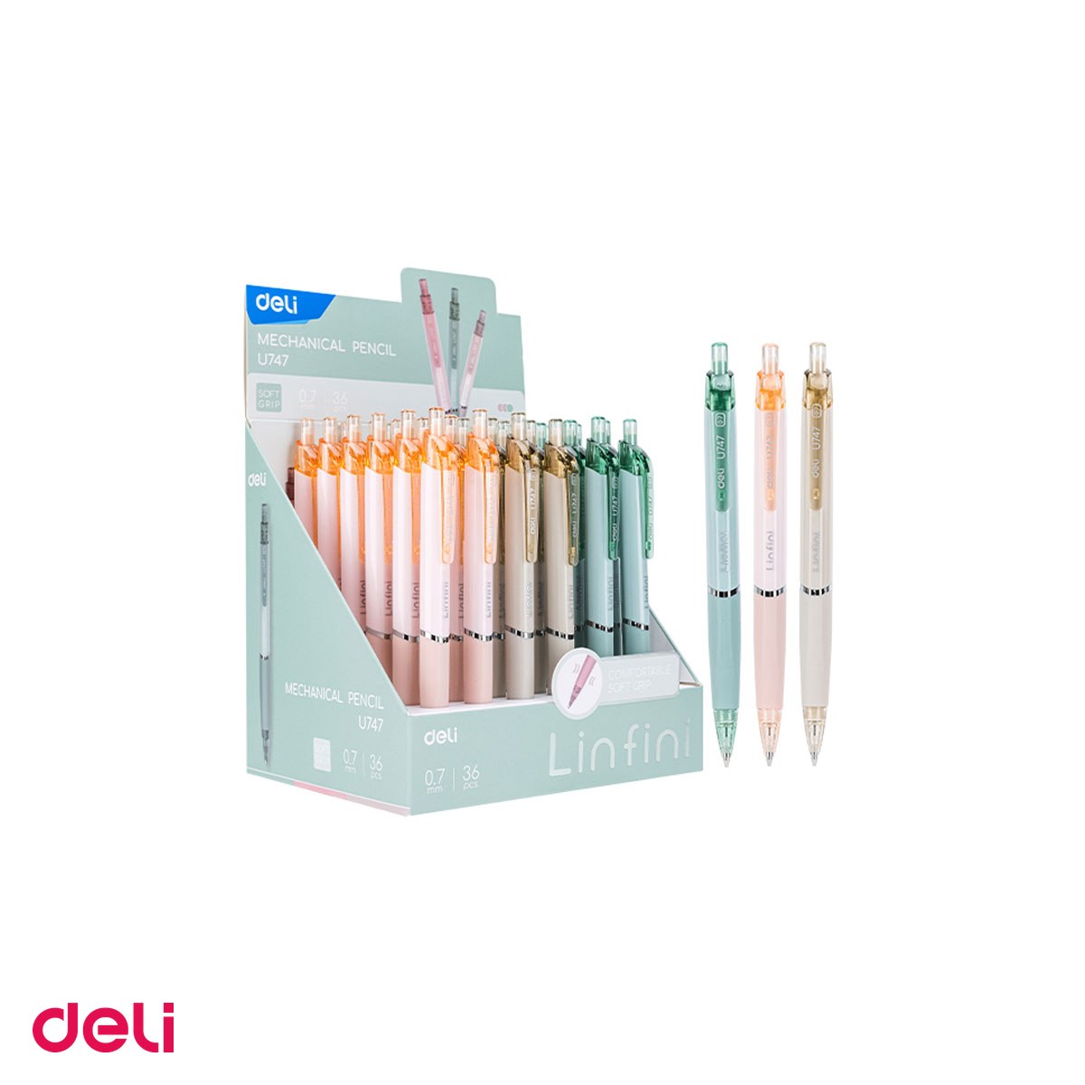 Set 10 creioane Deli, de 0.7 mm, mecanic linfini culori macarons [4]