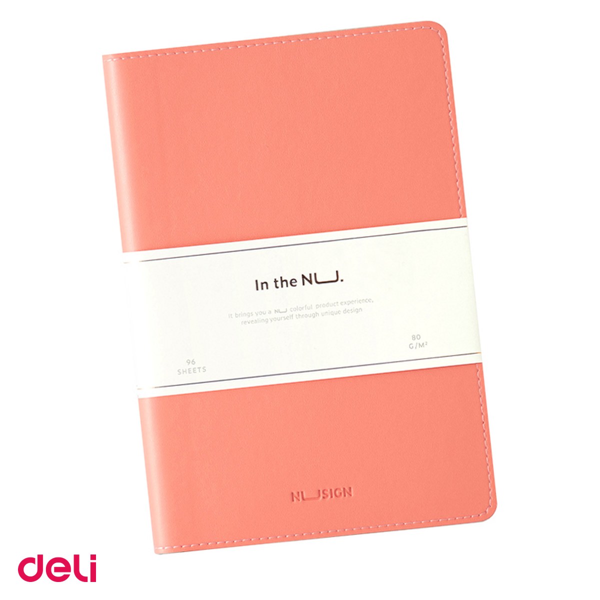 Birotica papetarie - Caiet Deli A5, din imitatie piele, 96 file, dictando, birou 96 file dr cop, roz