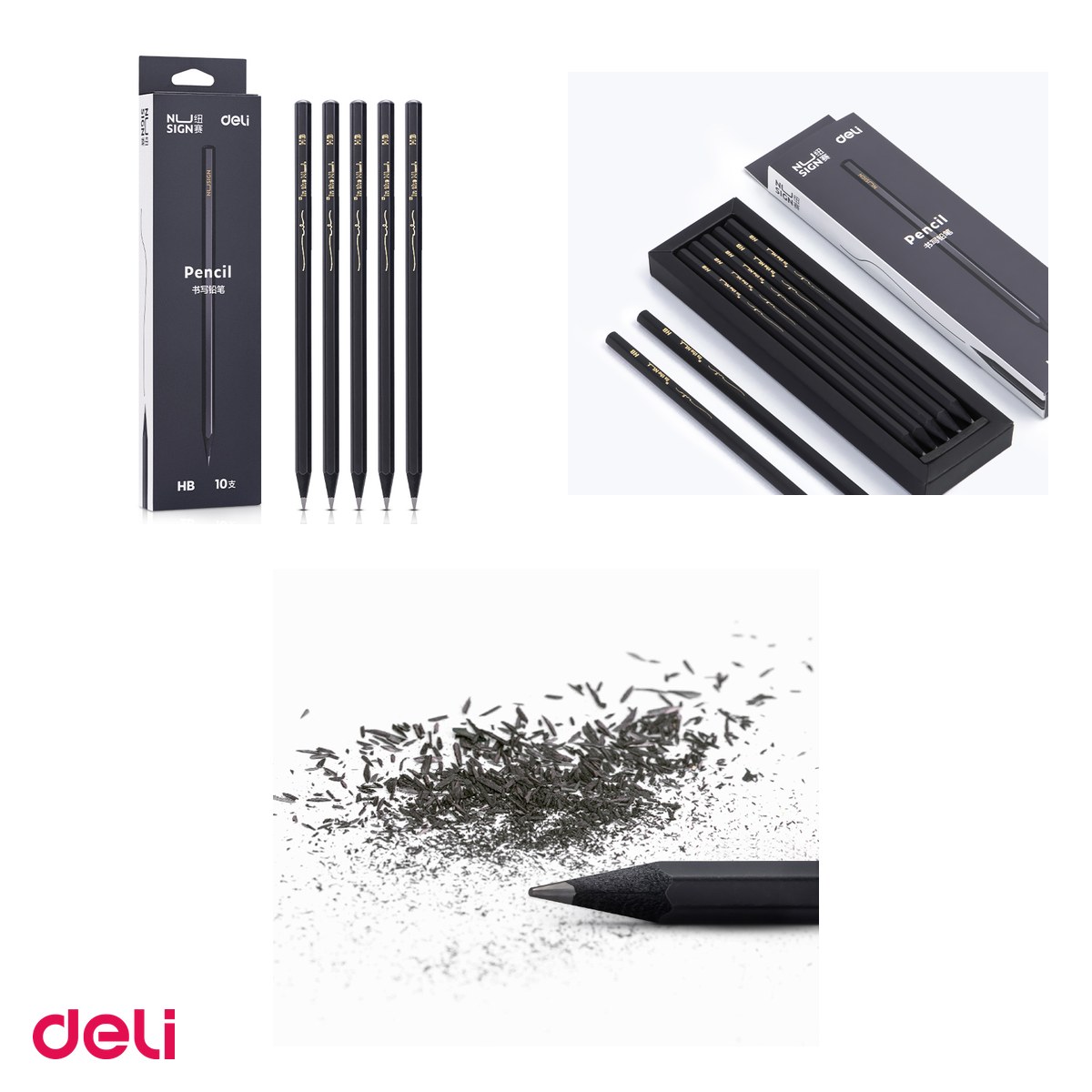 Set 10 creioane Deli, din lemn, grafit hb negru 10 [3]