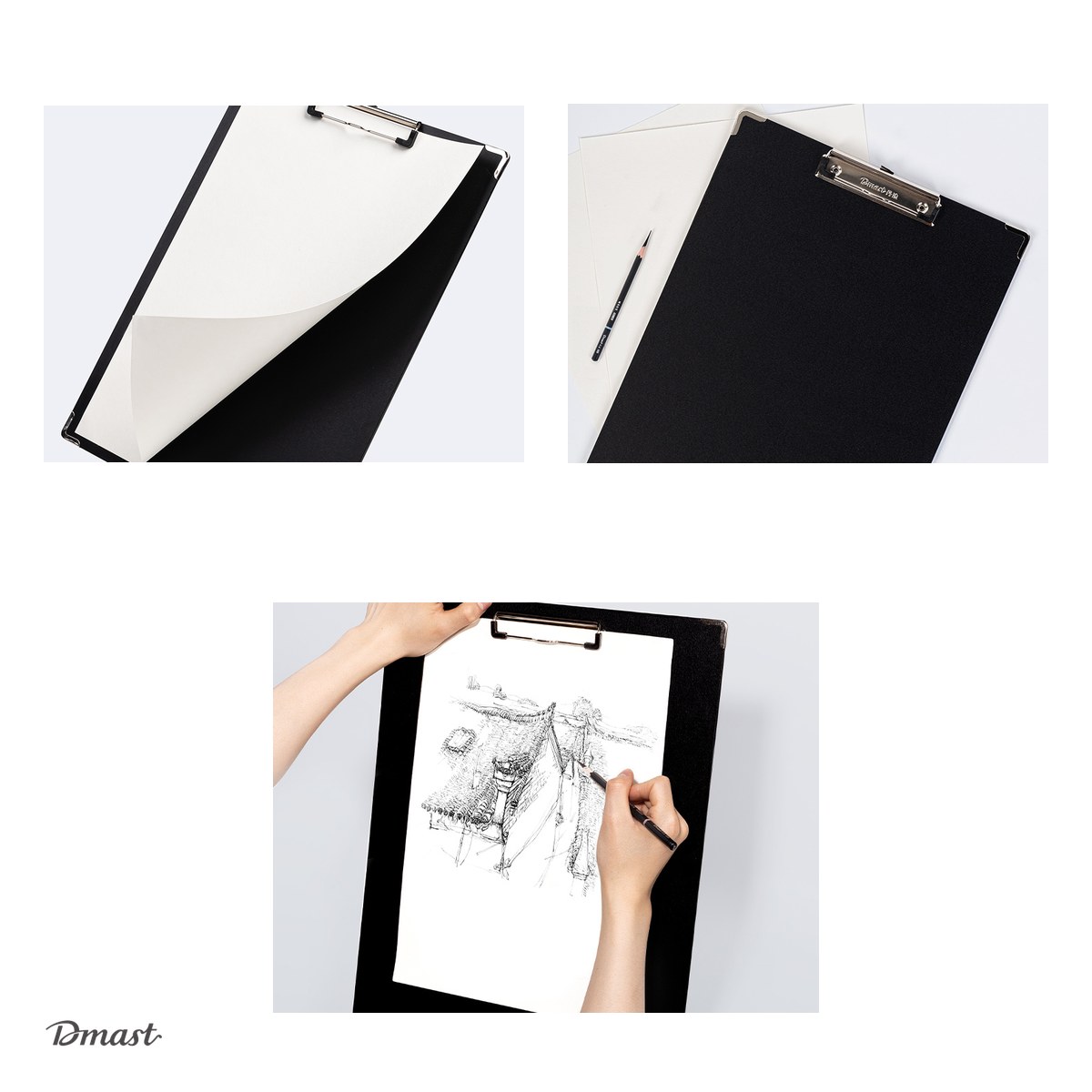 Clipboard Dmast by Pebeo Rigid Sketching, pentru schite de culoare neagra, simplu, negru, 36x39 cm [3]
