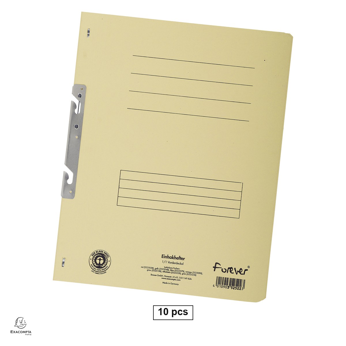 Birotica papetarie - Set 10 dosare Exacompta A4, din carton, incopciat 1/1, 250 g/mp, natur, 240x305 mm