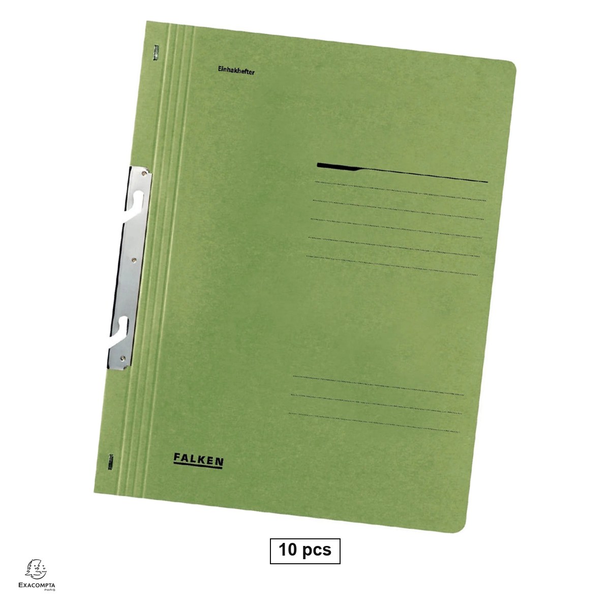 Birotica papetarie - Set 10 dosare Exacompta Falken A4, din carton, incopciat 1/1, 250 g/mp, verde, 240x305 mm