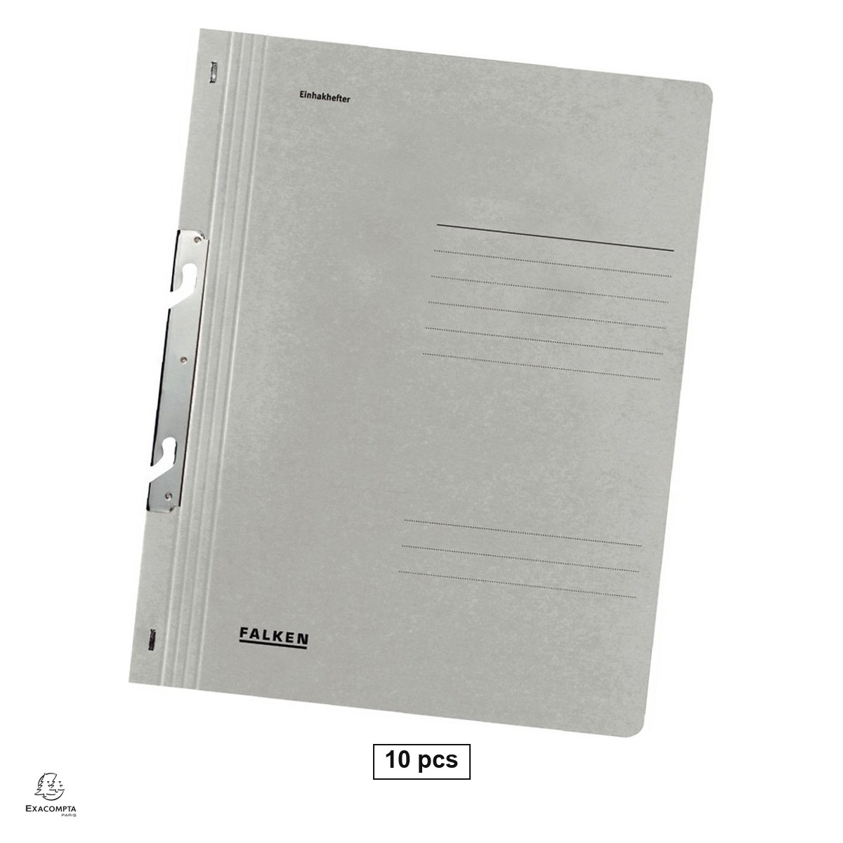 Birotica papetarie - Set 10 dosare Exacompta Falken A4, din carton, incopciat 1/1, 250 g/mp, gri, 240x305 mm