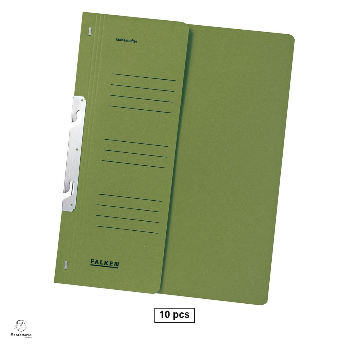 Birotica papetarie - Set 10 dosare Exacompta Falken A4, din carton, incopciat 1/2, 250 g/mp, verde, 240x305 mm