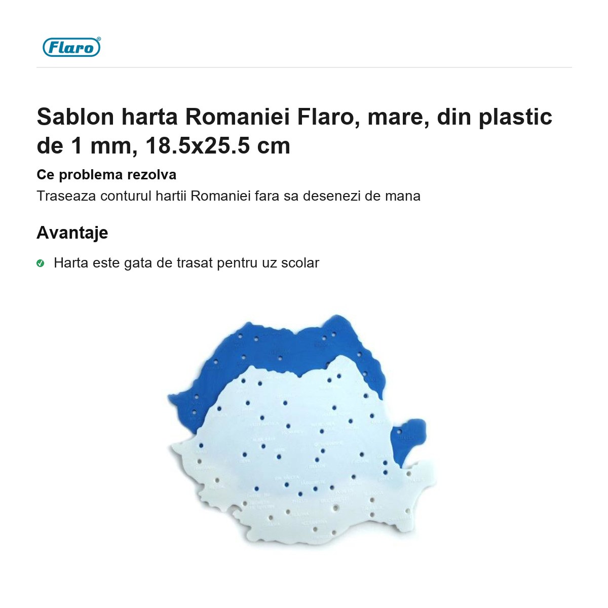 Sablon harta Romaniei Flaro, mare, din plastic de 1 mm, 18.5x25.5 cm [1]