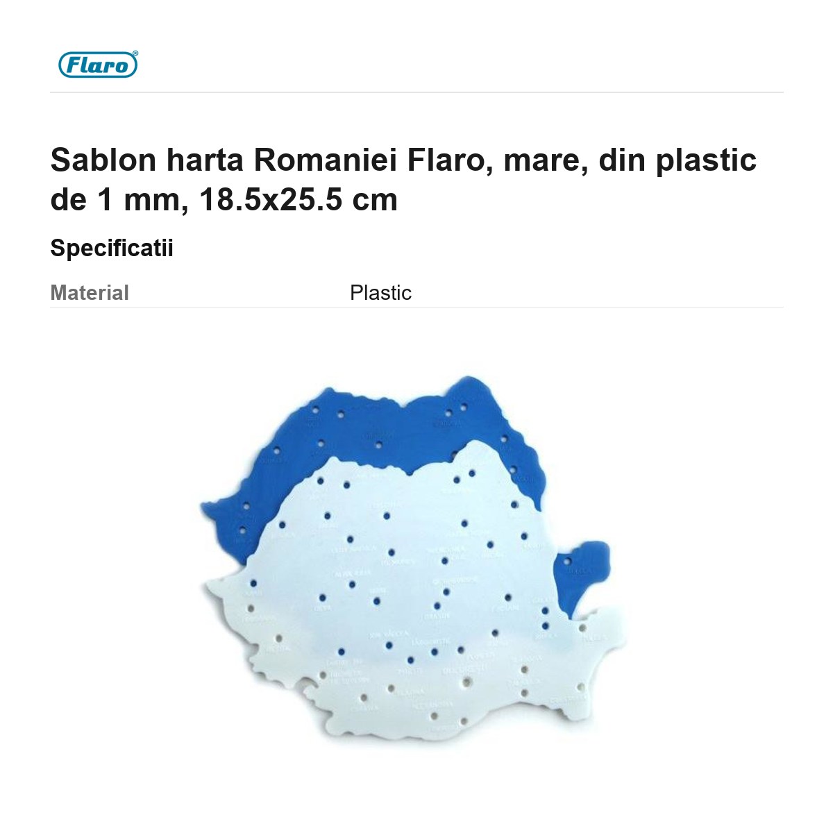 Sablon harta Romaniei Flaro, mare, din plastic de 1 mm, 18.5x25.5 cm [2]