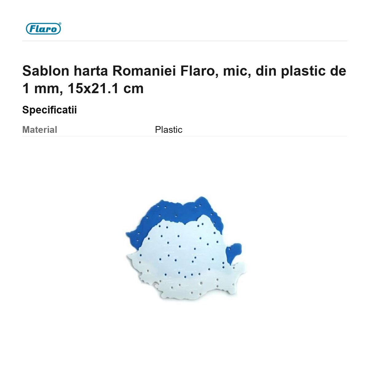 Sablon harta Romaniei Flaro, mic, din plastic de 1 mm, 15x21.1 cm [2]