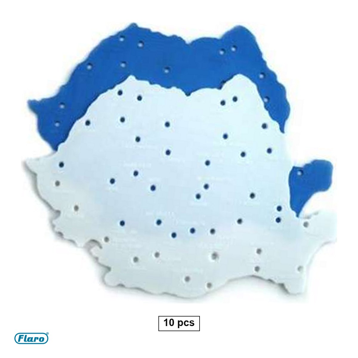 Birotica papetarie - Set 10 sabloane harta Romaniei Flaro, mici, din plastic de 1 mm, 15x21.1 cm