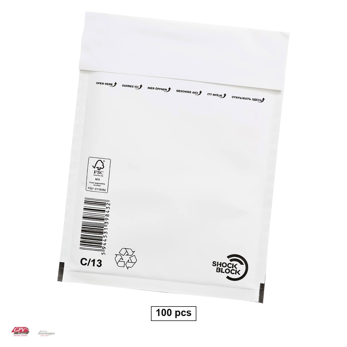 Plicuri - Set 100 plicuri cu bule de aer GPV C13, exterior 170x225 mm, interior 150x215 mm, hartie kraft alba 80 g/mp, in cutie