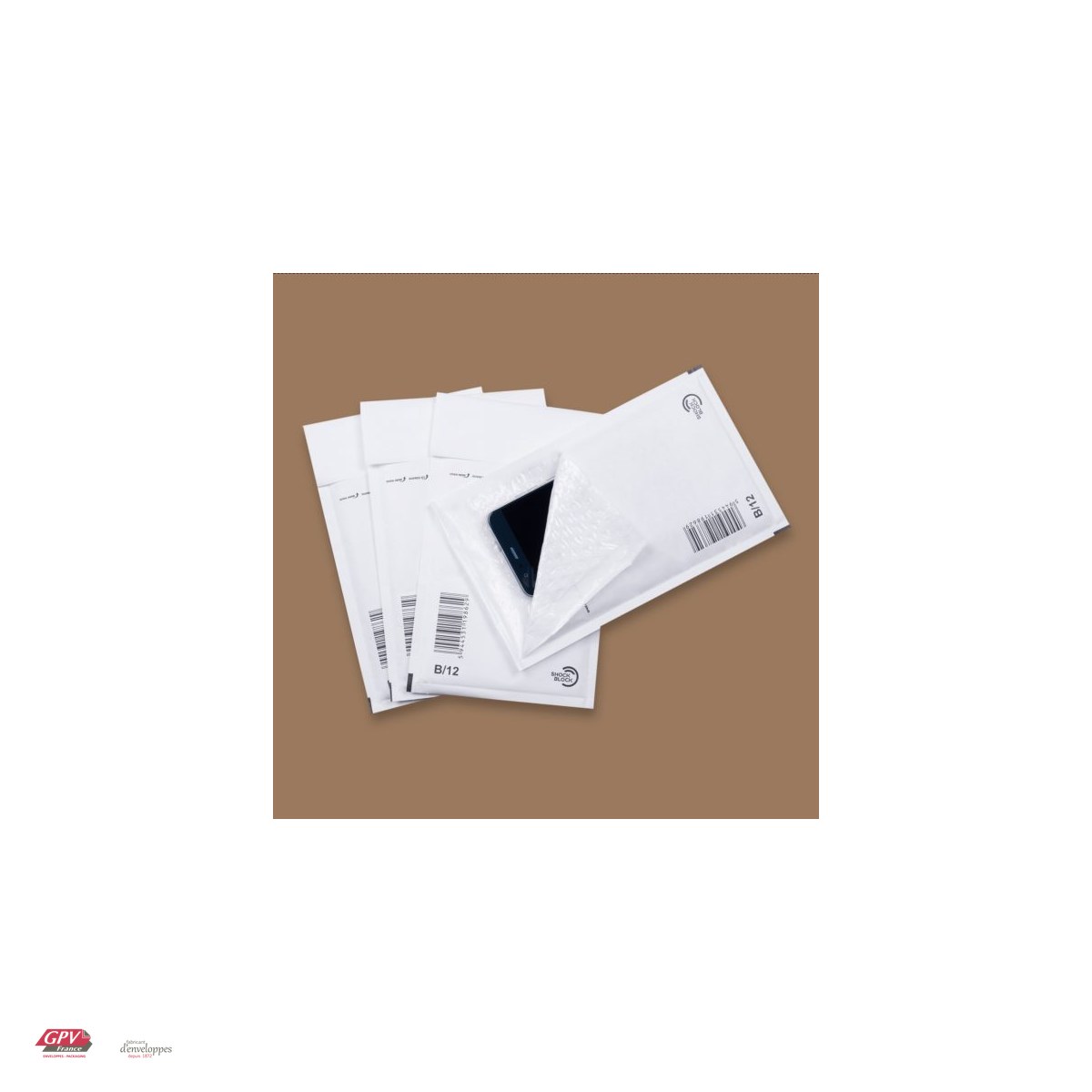 Set 200 plicuri cu bule de aer GPV B12, exterior 140x225 mm, interior 120x215 mm, hartie kraft alba 80 g/mp, in cutie [3]