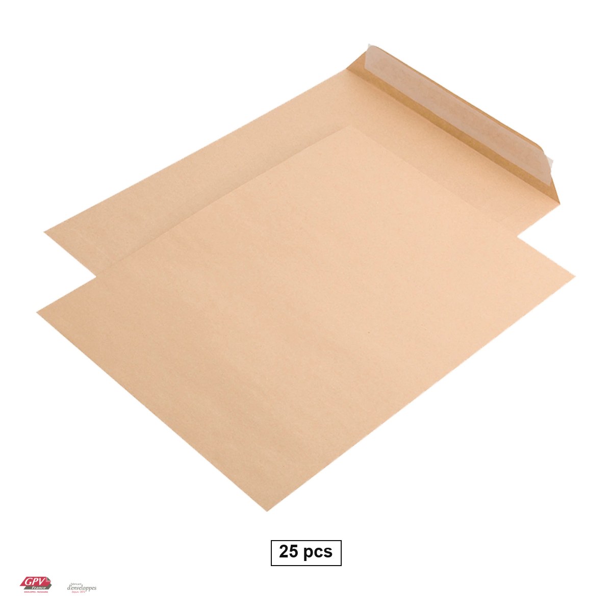 Plicuri - Set 25 plicuri C5 GPV, 162x229 mm, hartie kraft maro 90 g/mp, cu banda siliconata, deschidere pe latura mica