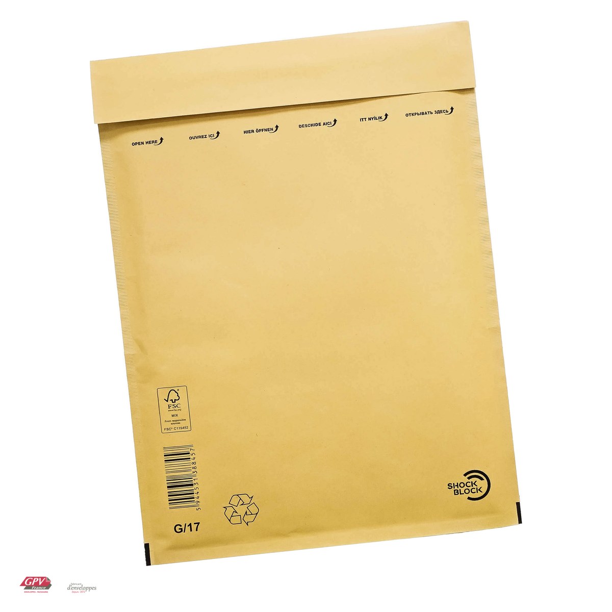 Plicuri - Plic cu bule de aer GPV G17, exterior 250x350 mm, interior 230x340 mm, hartie kraft maro 80 g/mp