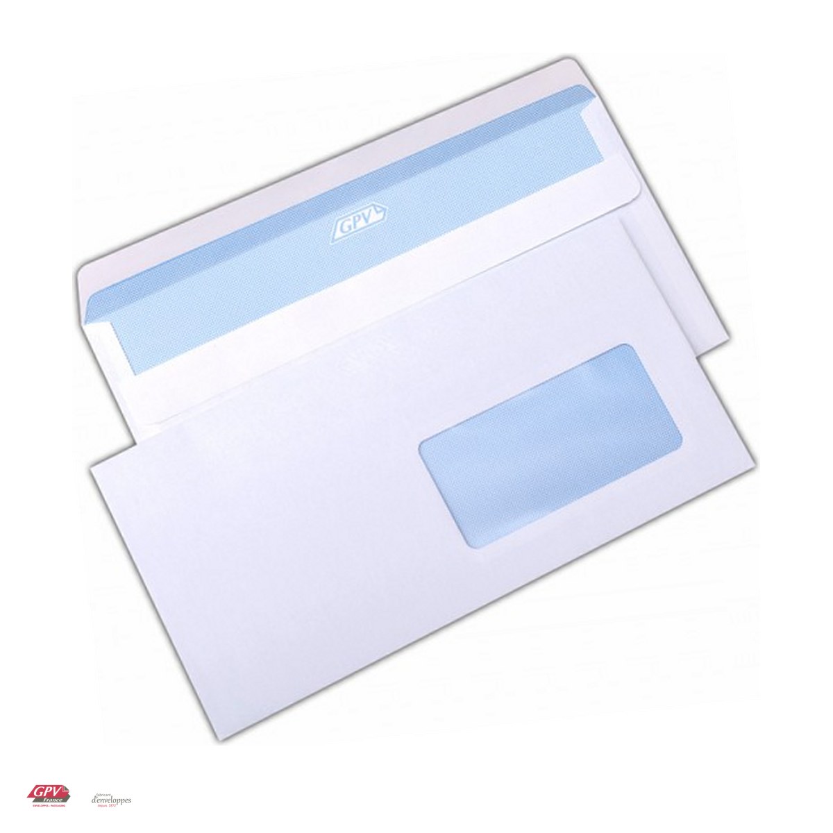 Plicuri - Plic DL cu fereastra dreapta 45x90 mm GPV, 110x220 mm, hartie alba 80 g/mp, autoadeziv