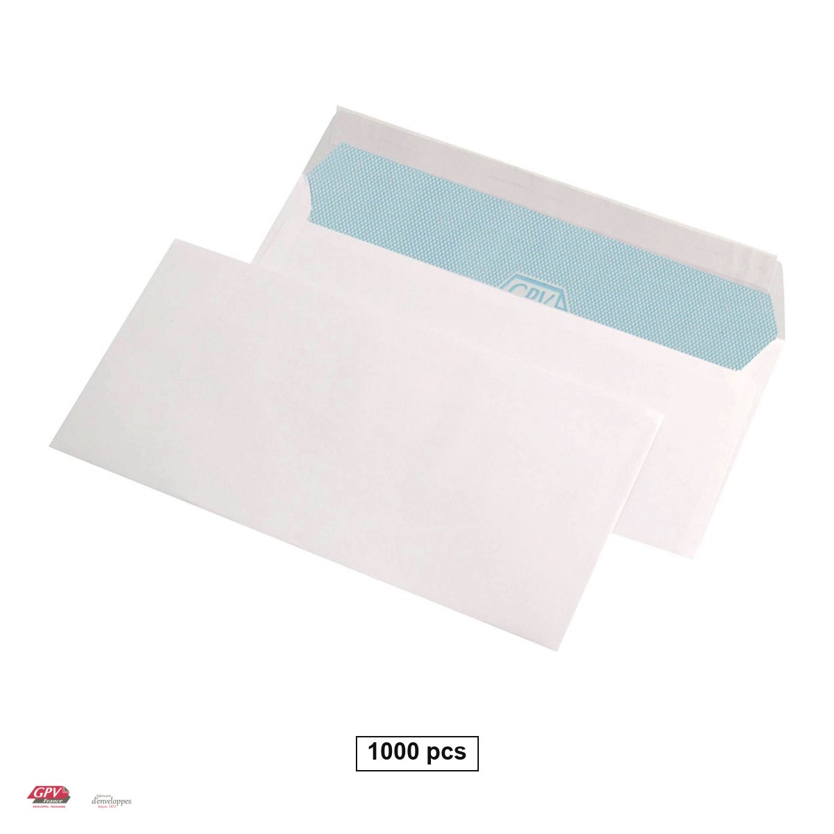 Plicuri gumate - Set 1000 plicuri DL GPV, 110x220 mm, hartie alba 80 g/mp, gumate, in cutie