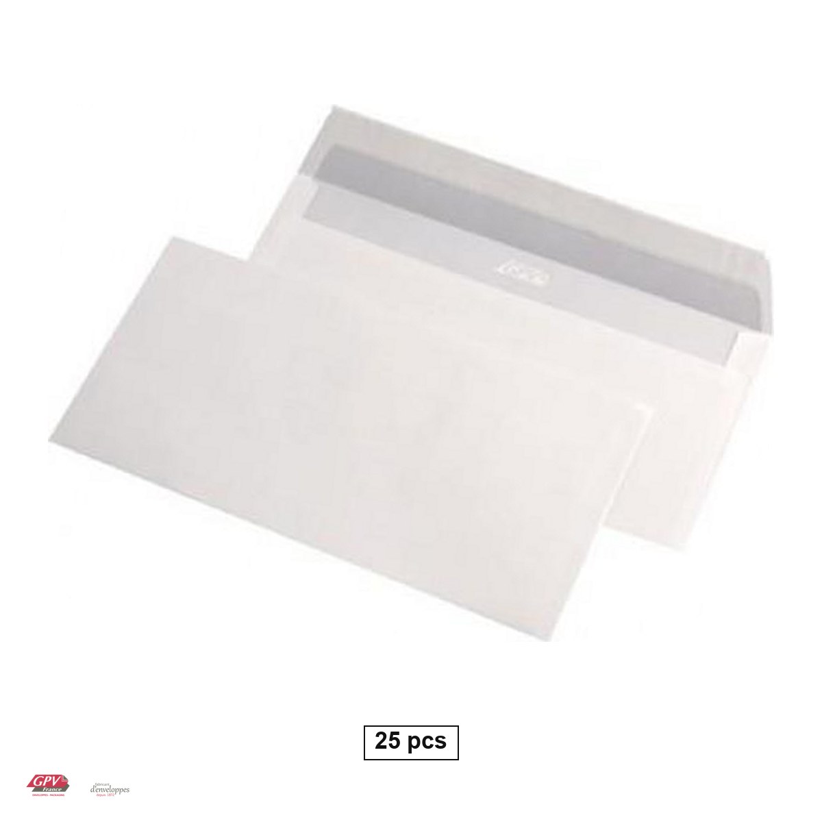 Plicuri siliconice - Set 25 plicuri DL GPV, 110x220 mm, hartie alba 80 g/mp, cu banda siliconata