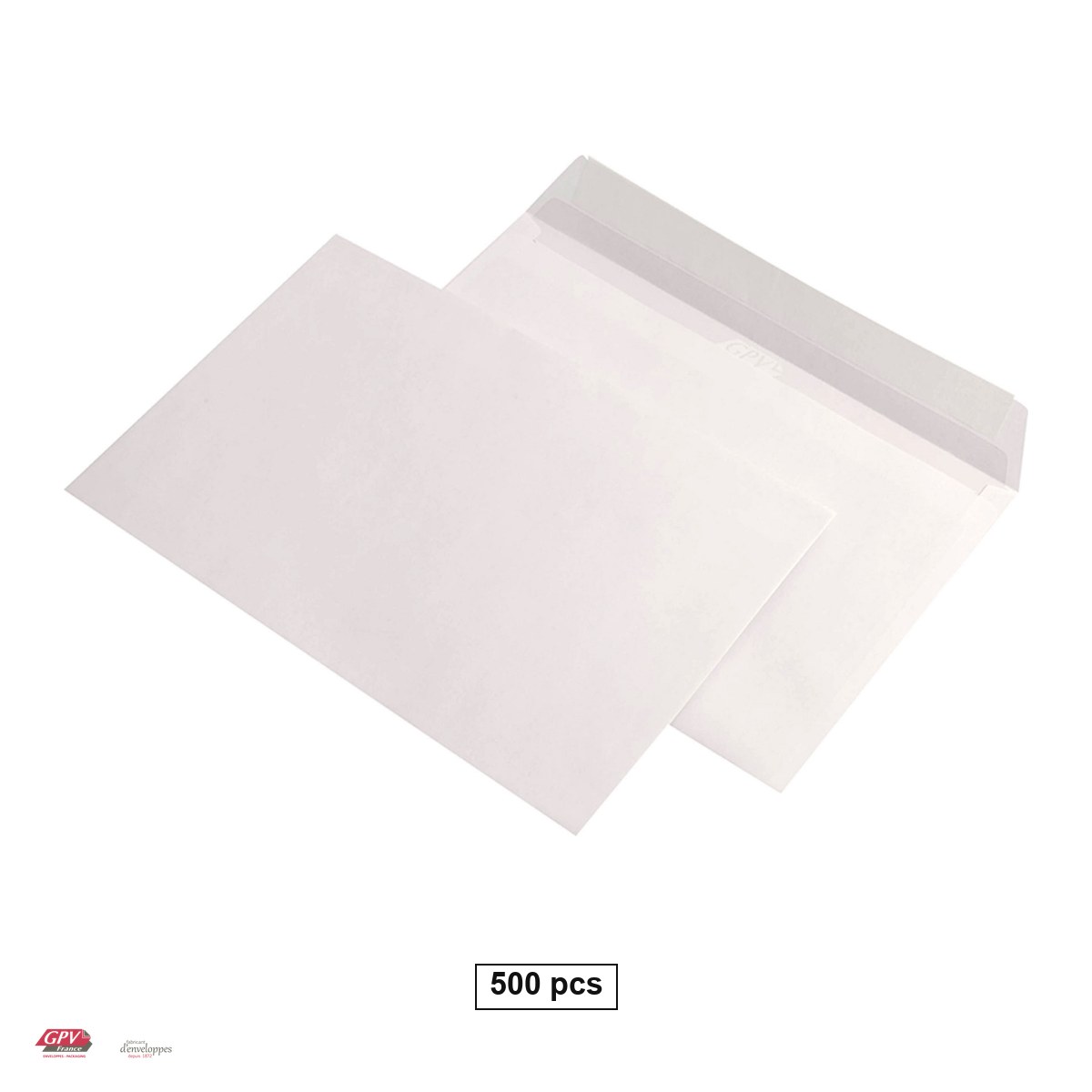 Plicuri siliconice - Set 500 plicuri C5 GPV, 162x229 mm, hartie alba 80 g/mp, cu banda siliconata, deschidere pe latura mare, in cutie